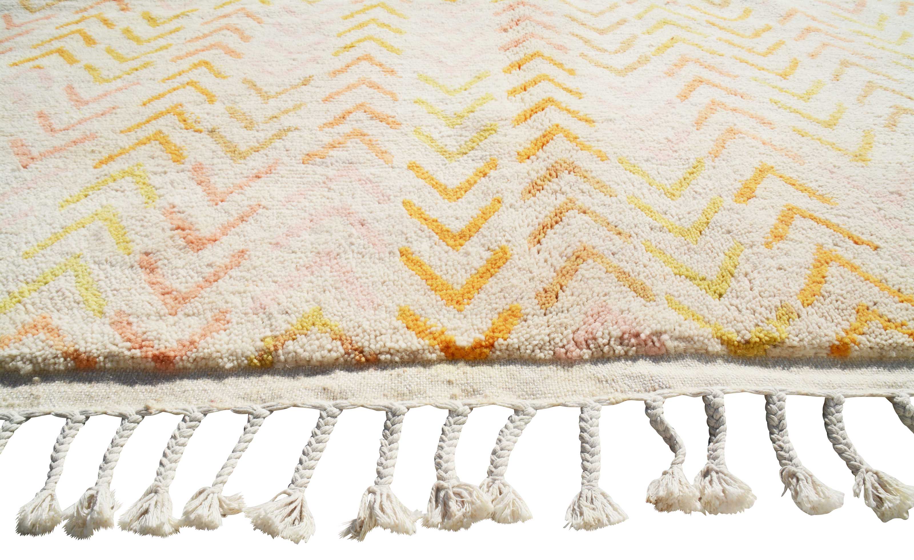 My Way (6'0" x 9'3") - Abstract Yellow & Orange Arrow Chevron Berber Rug - Image 3