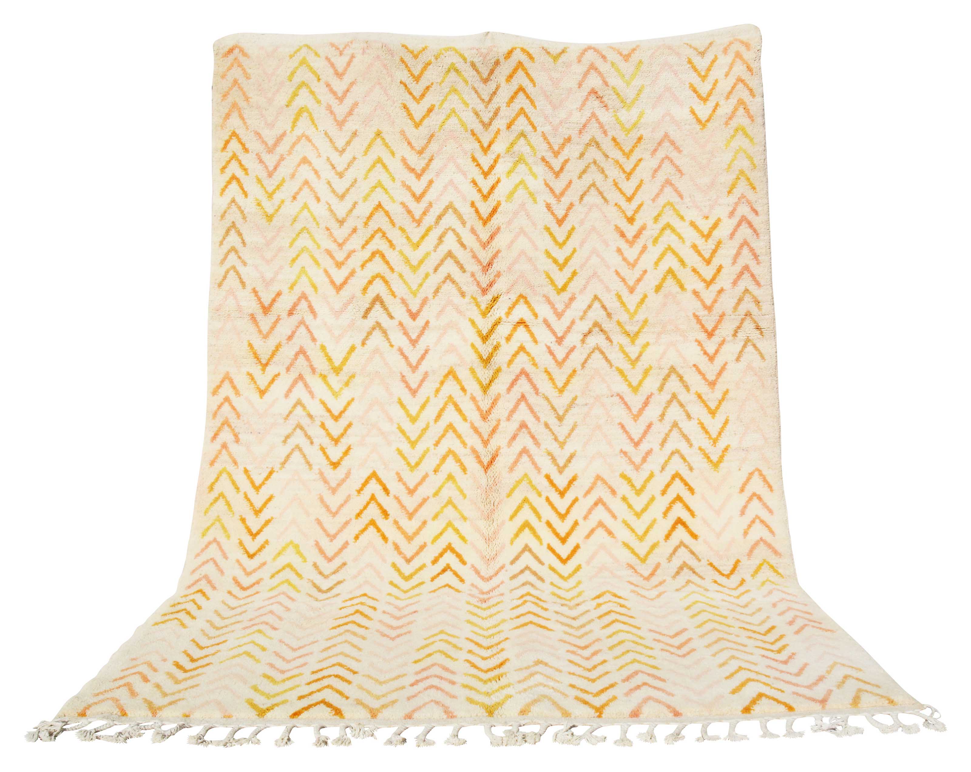 My Way (6'0" x 9'3") - Abstract Yellow & Orange Arrow Chevron Berber Rug - Image 6