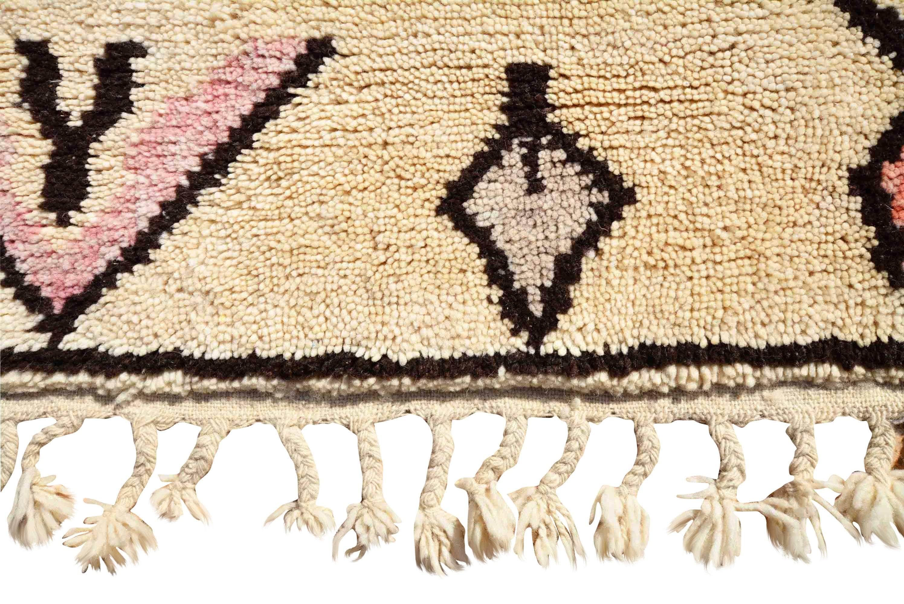 Oumayma | Bespoke Pink-Outline Tribal Beni Ourain Rug - Image 3