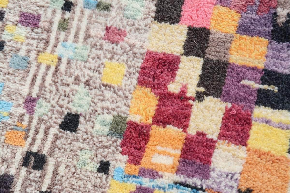 Patch Work (3'2" x 5'2") - Vibrant Quadrant Abstract Azilal Rug - Image 2