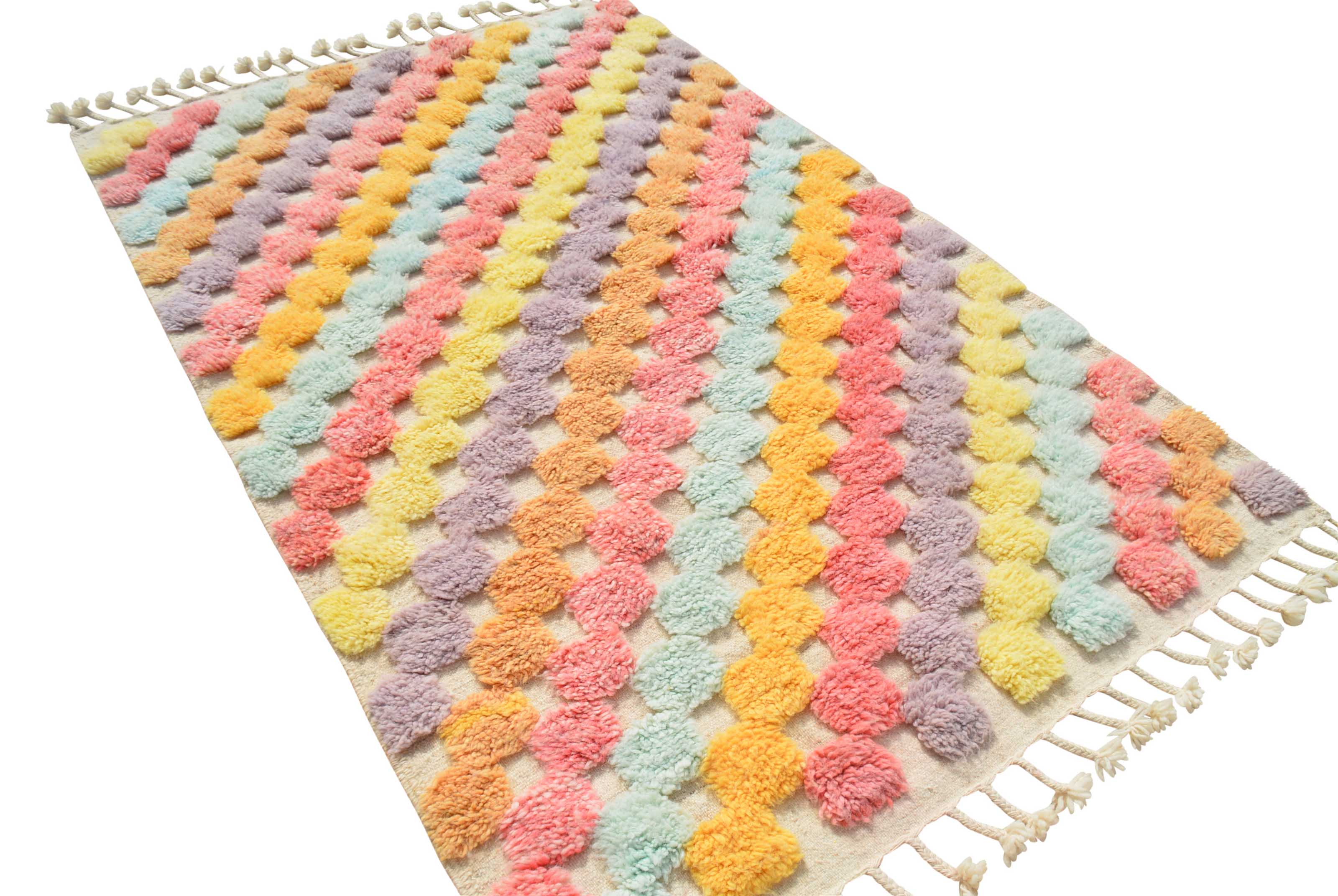Patina (4'0" x 6'6") - Pastel High-Low Polka Dot Azilal Rug - Image 5