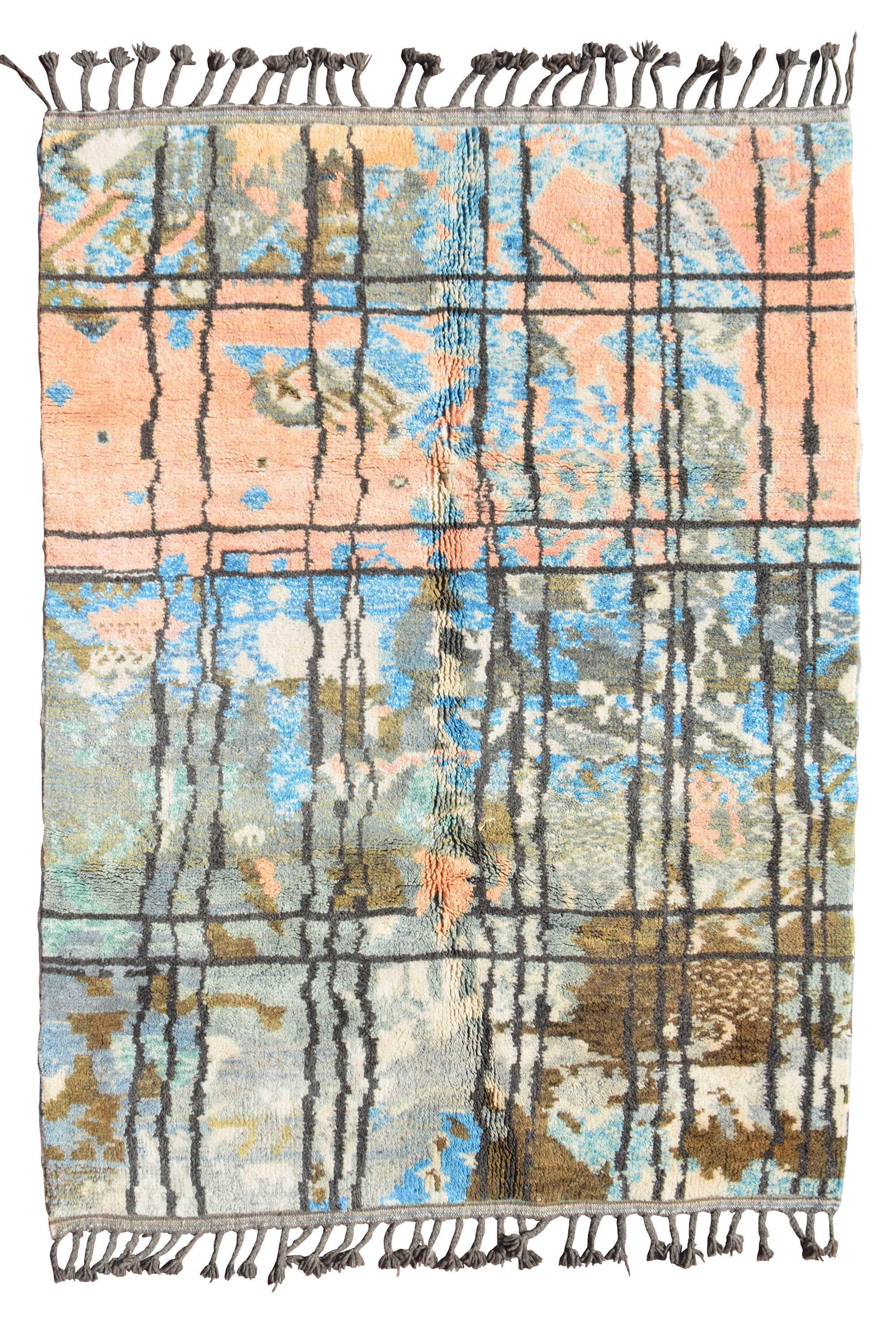 Picture Window (5'5" x 7'5") - Abstract Window Pane Painterly Moroccan Rug