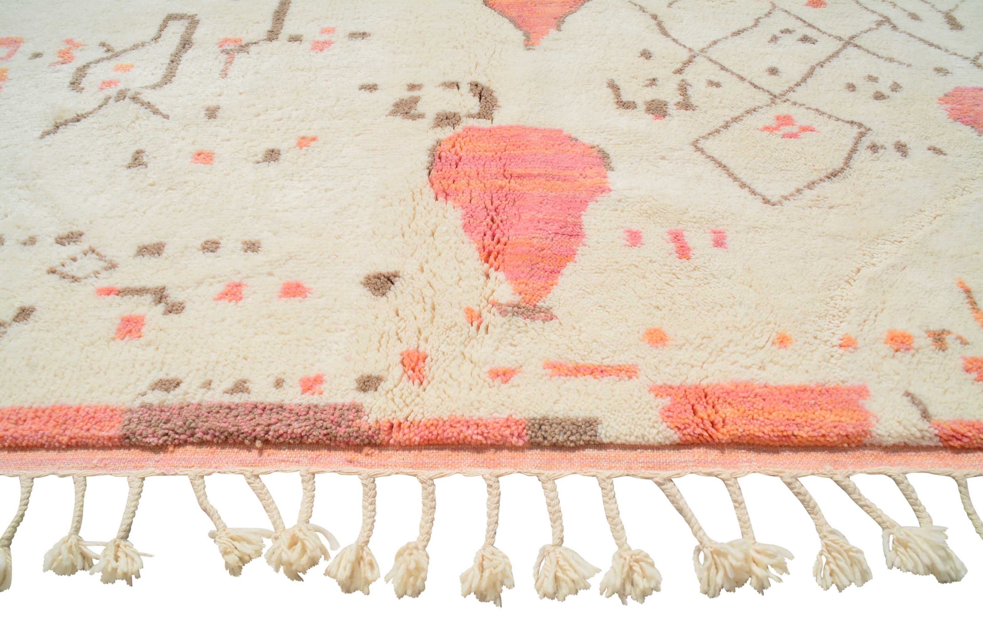 Pink Soul (7'0" x 8'10") - Abstract Pink & Cream Primitive Sketch Azilal Rug - Image 3