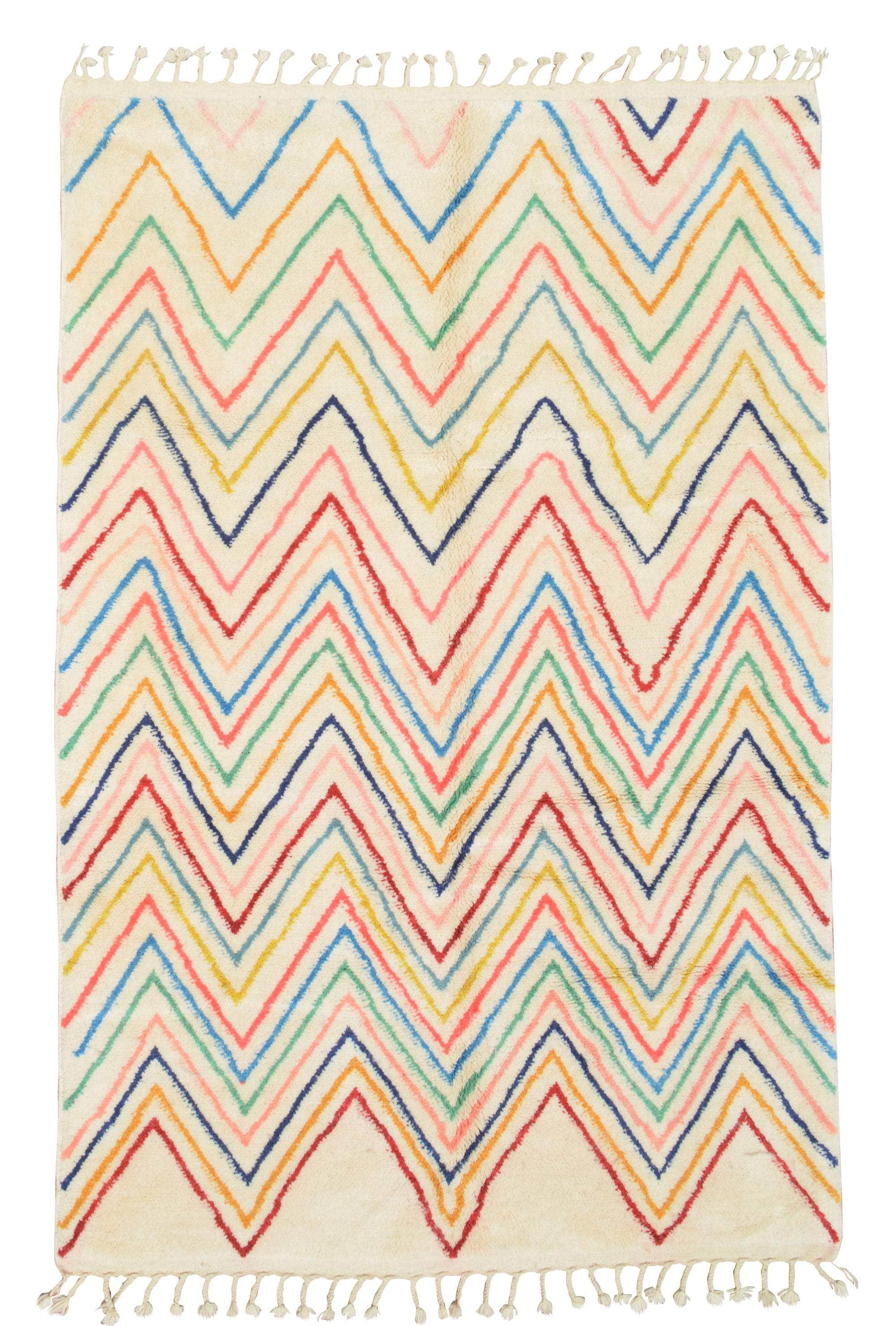 Quake (6'0" x 9'0") - Magical Rainbow Zigzag Berber Rug