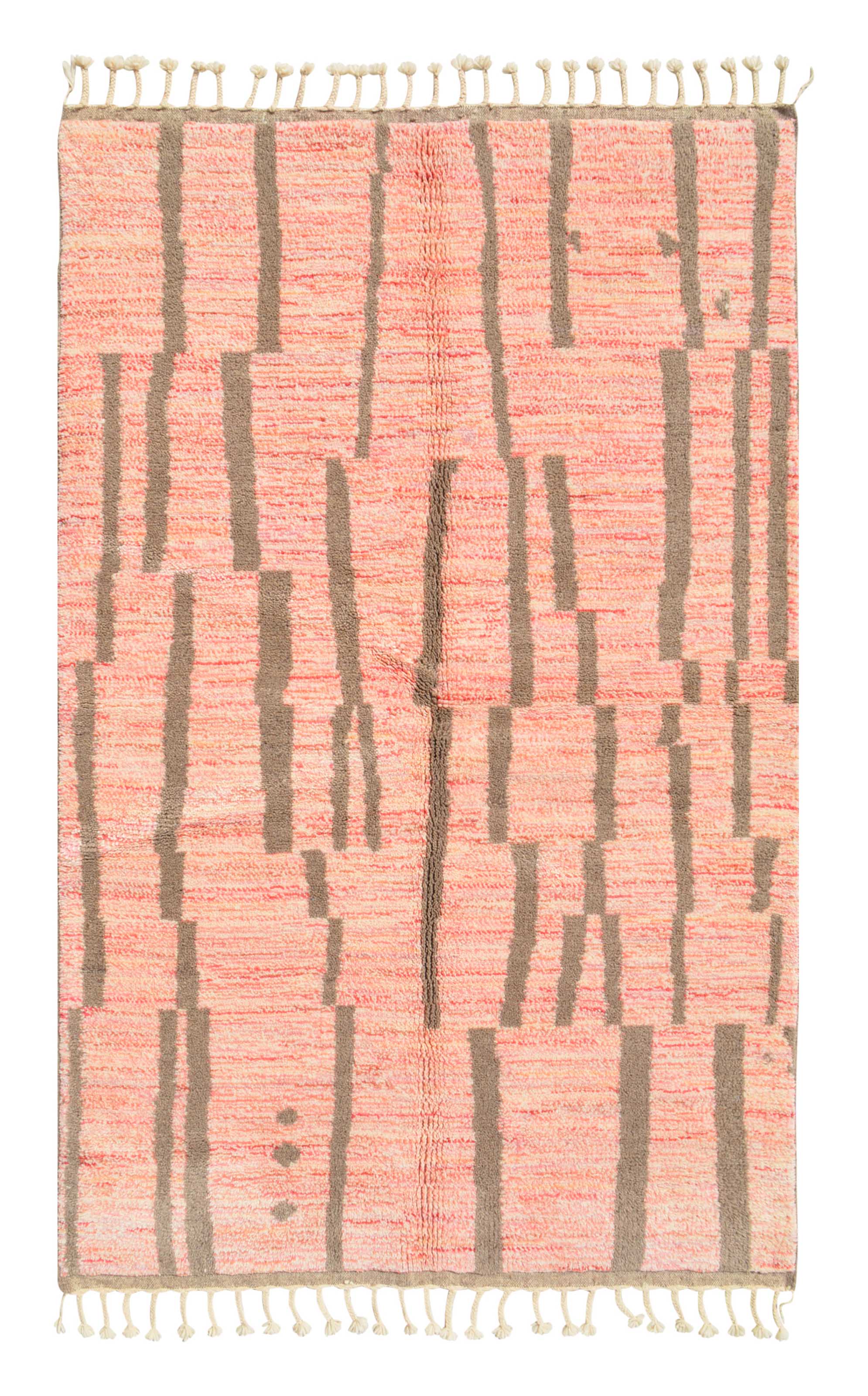 Reeds (5'2" x 8'0") - Abstract Pink & Tan Vertical Reed Azilal Rug