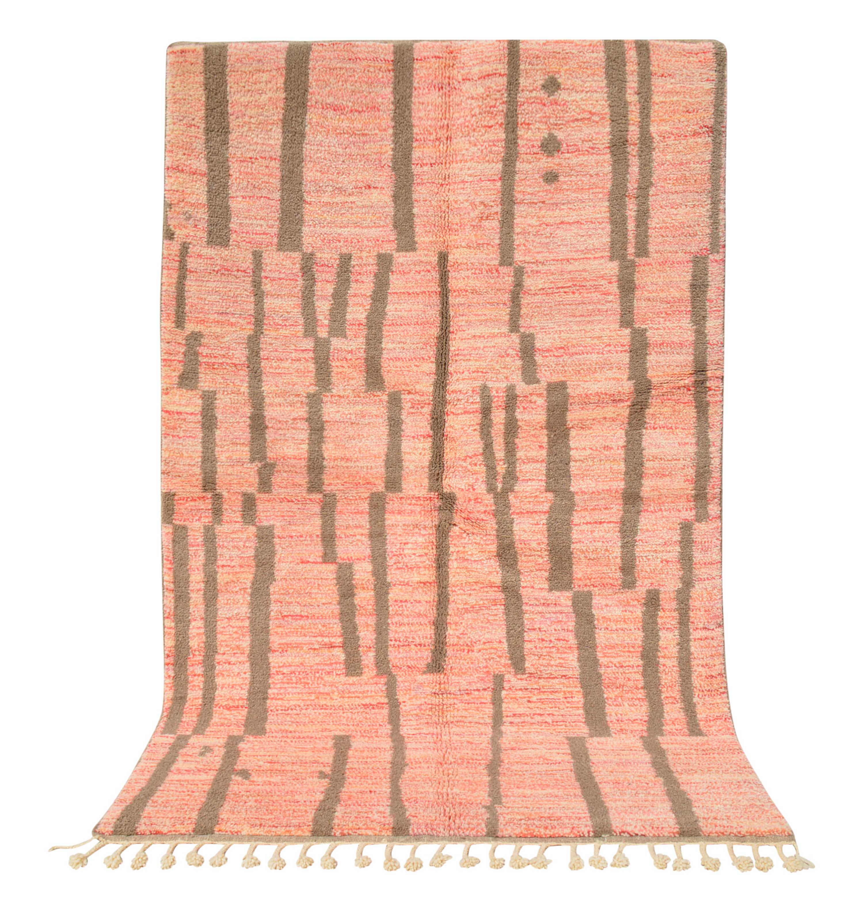 Reeds (5'2" x 8'0") - Abstract Pink & Tan Vertical Reed Azilal Rug - Image 6