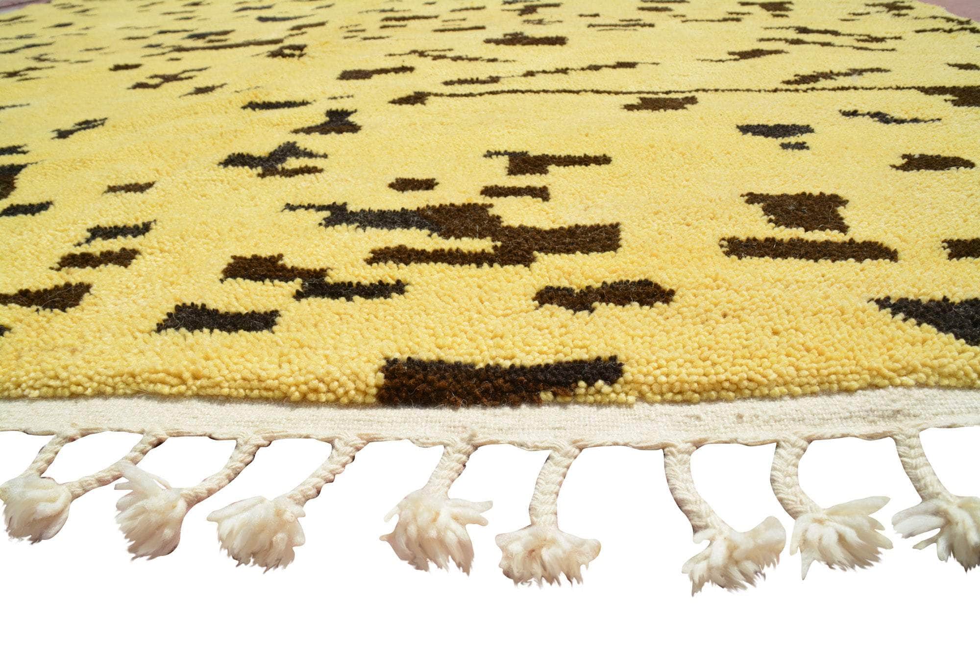 Resolution (8'0" x 9'10") - Vibrant Lemon & Black Pixelated Azilal Rug - Image 3