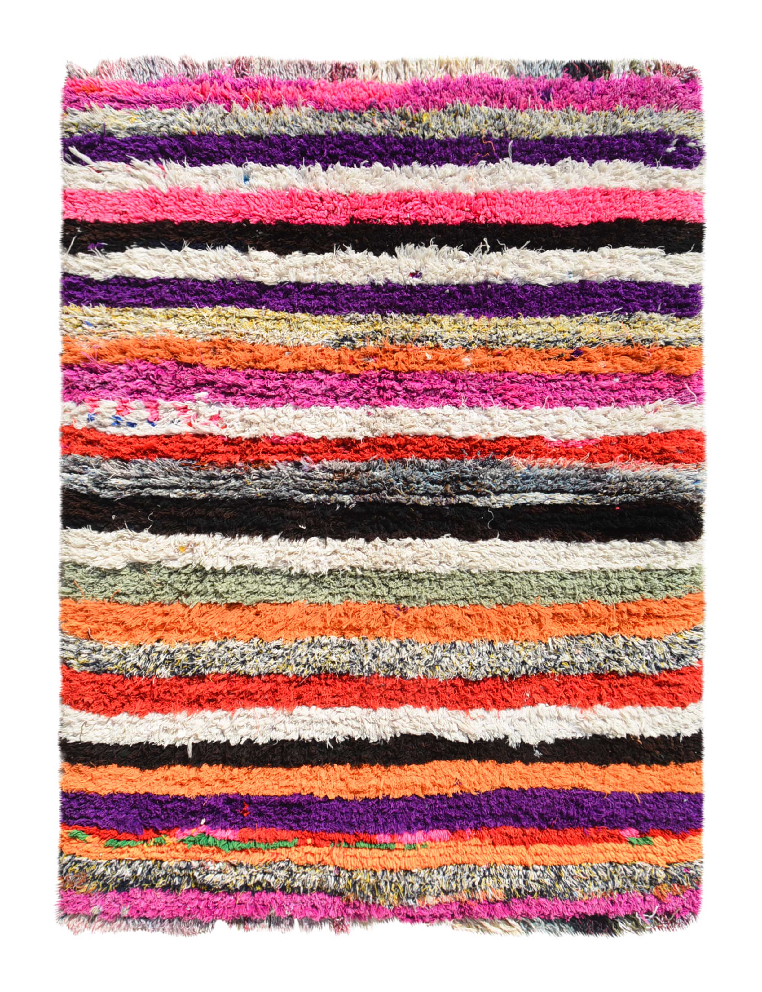 Retro Punch (3'2" x 4'4") – Bold Striped Vintage Cotton Flatweave Rug