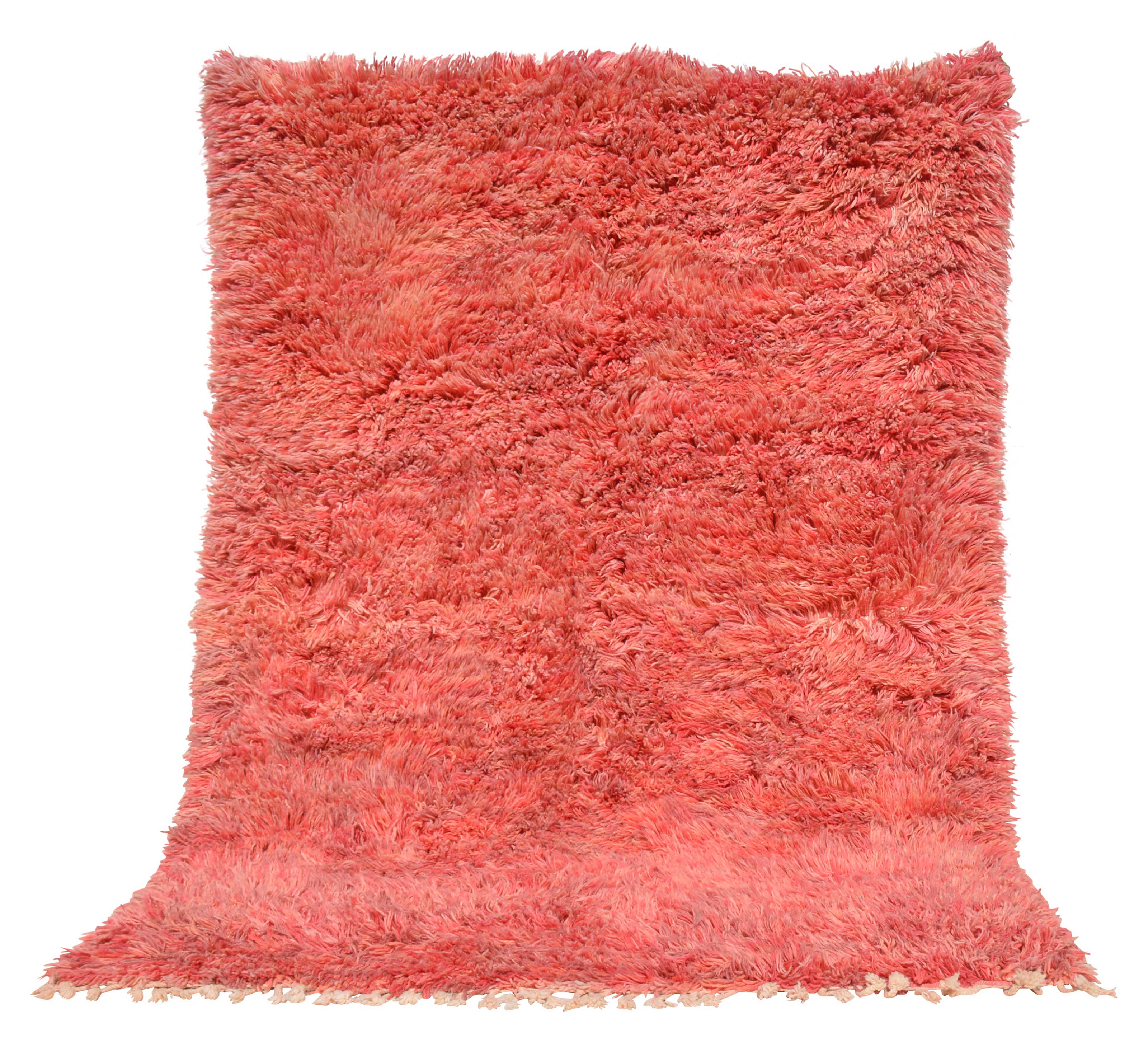 Rising (6'3" x 8'8") - Solid Salmon Pink Ultra Shag Berber Rug - Image 5