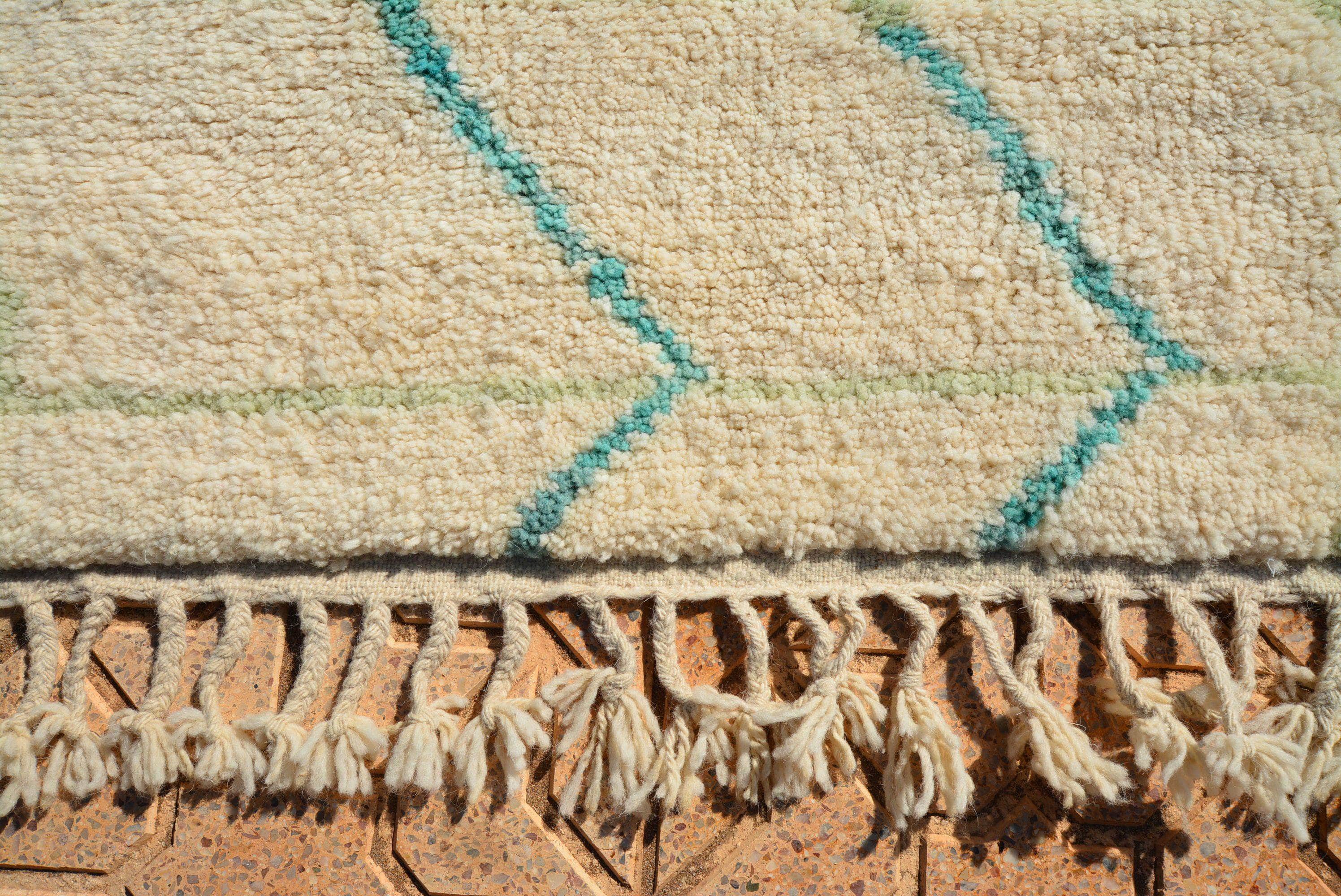 Samira - Custom Azilal Style Teal & Green Handmade Moroccan Berber Rug - Image 3