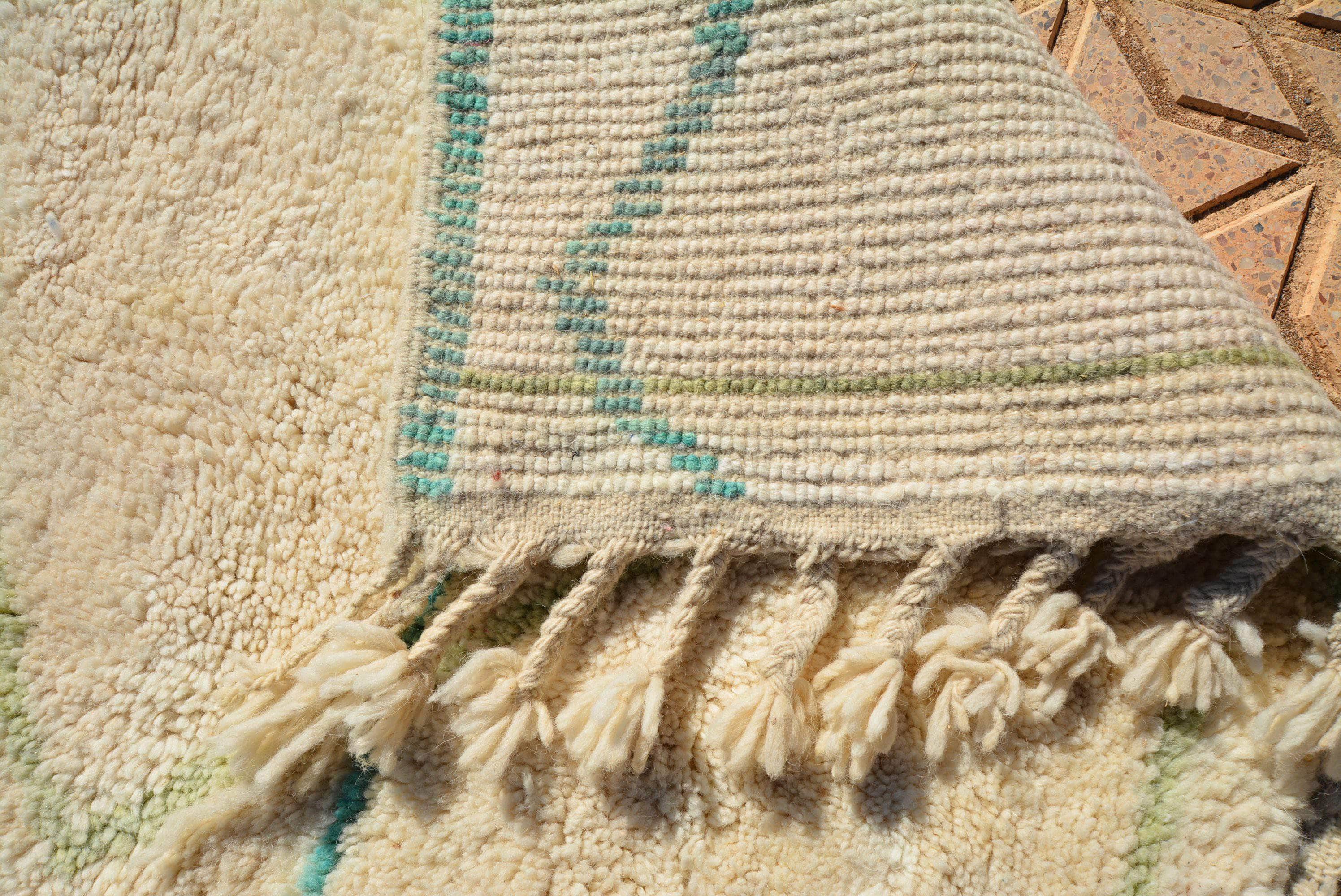 Samira - Custom Azilal Style Teal & Green Handmade Moroccan Berber Rug - Image 4
