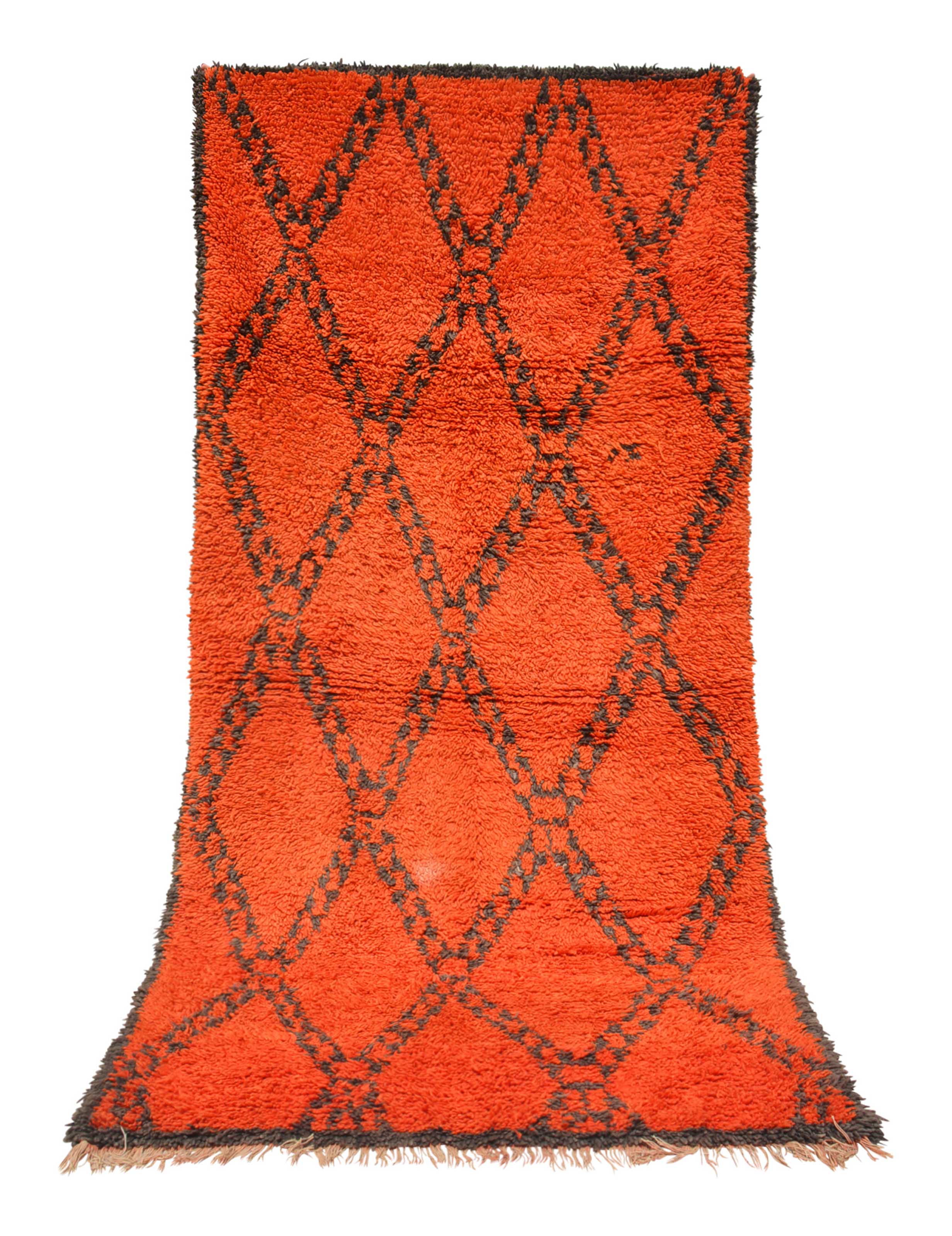 Santa Monica (3'10" x 8') – Vintage Vibrant Orange Diamond Moroccan Runner - Image 5