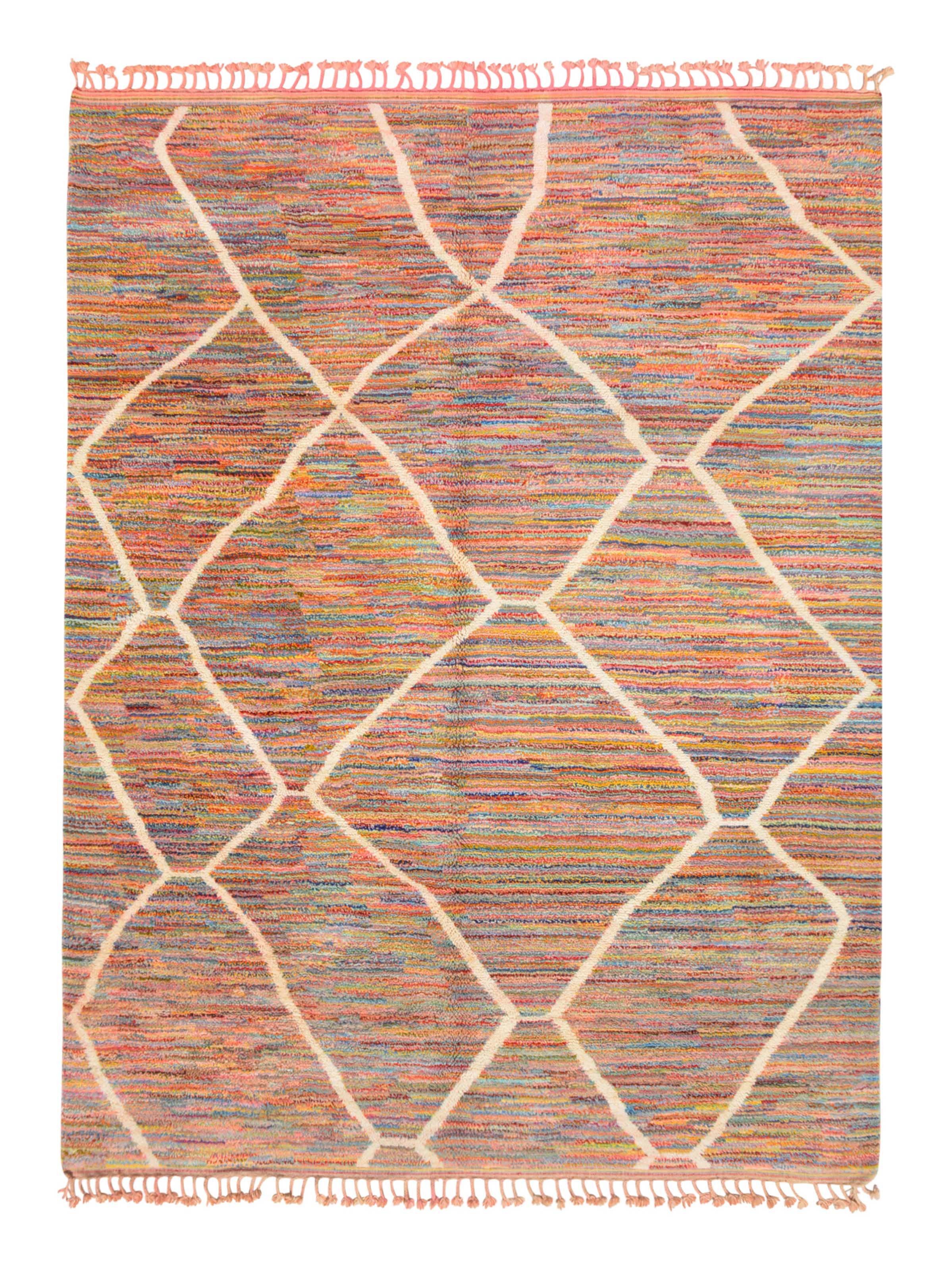 Sea of Dreams (8'0" x 10'0") - Vibrant Multicolor Diamond Lattice Azilal Rug