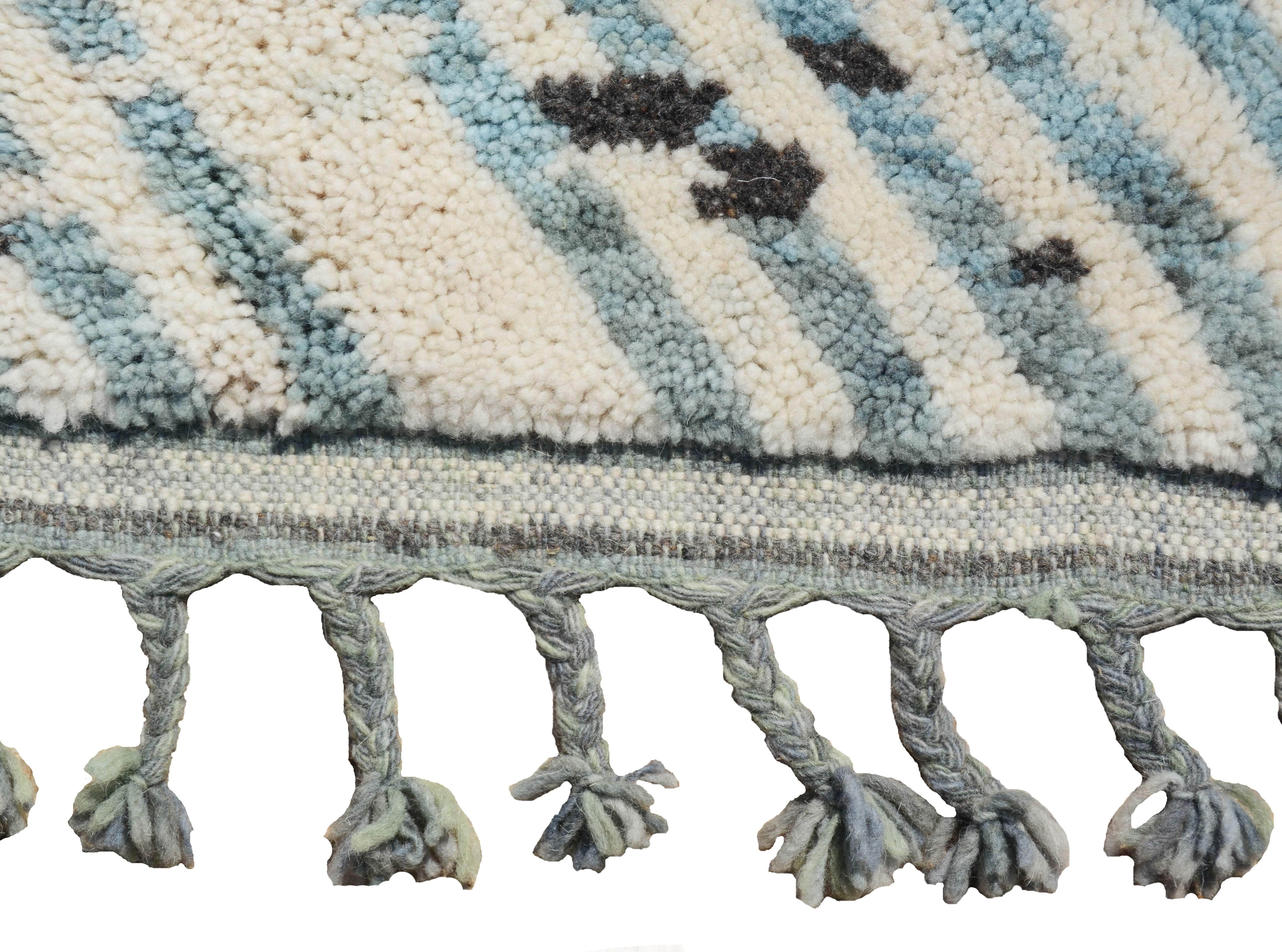 Seabird (3'2" x 5') - Minimalist Baby Blue Diagonal Stripe Azilal Rug - Image 3