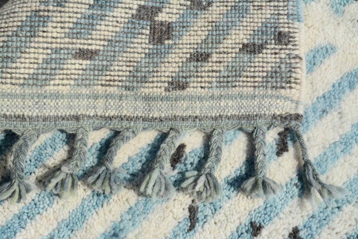 Seabird (3'2" x 5') - Minimalist Baby Blue Diagonal Stripe Azilal Rug - Image 4
