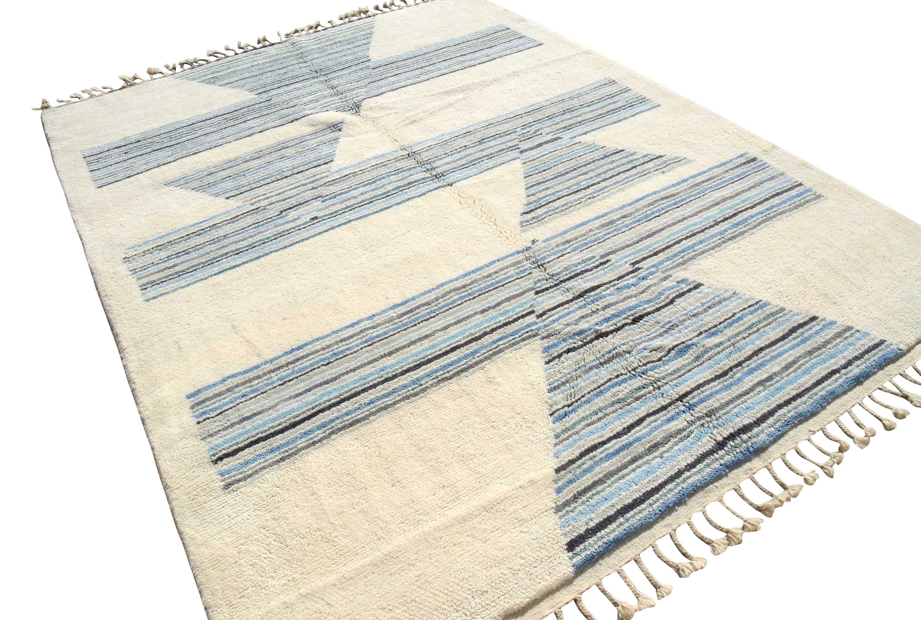 Skyway (7'0" x 9'0") - Blue Arrow Geometric Azilal Rug - Hand-Knotted Wool - Image 5