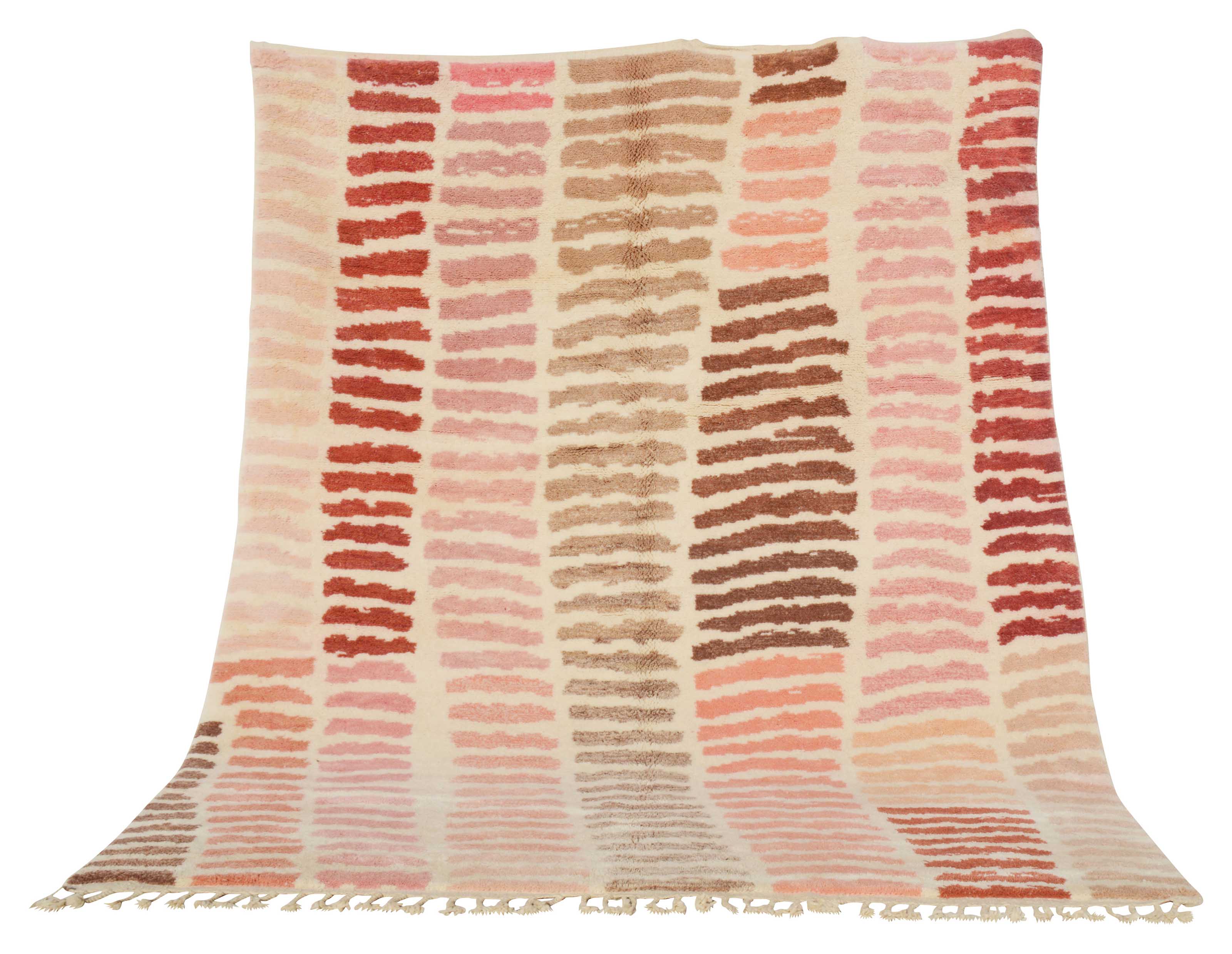Sophie (7'4" x 9'4") - Abstract Pink & Taupe Vertical Dash Azilal Rug - Image 5