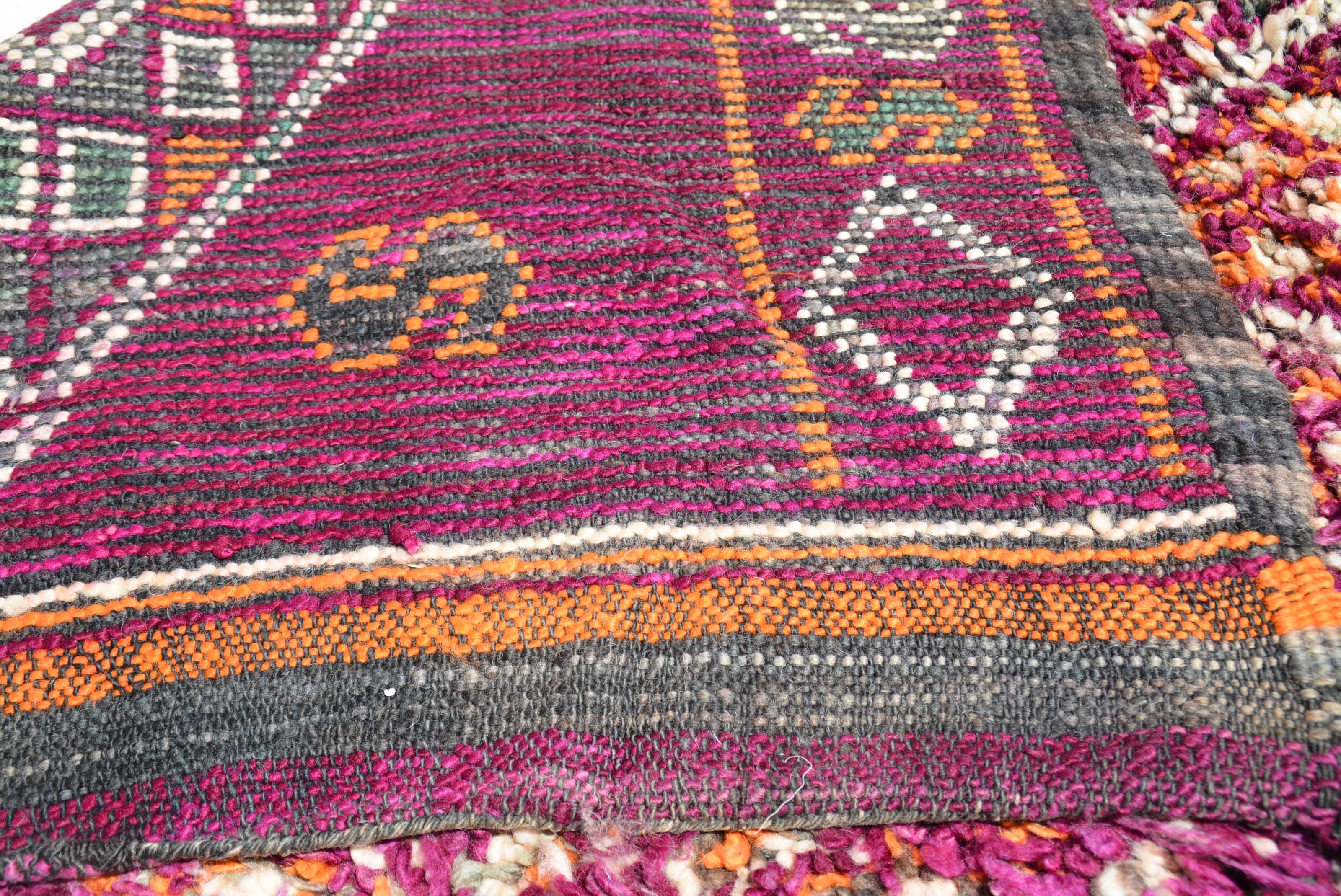 Strawberry Fields (5'9" x 11') – Vintage Magenta Geometric Boujaad Moroccan Area Rug - Image 4