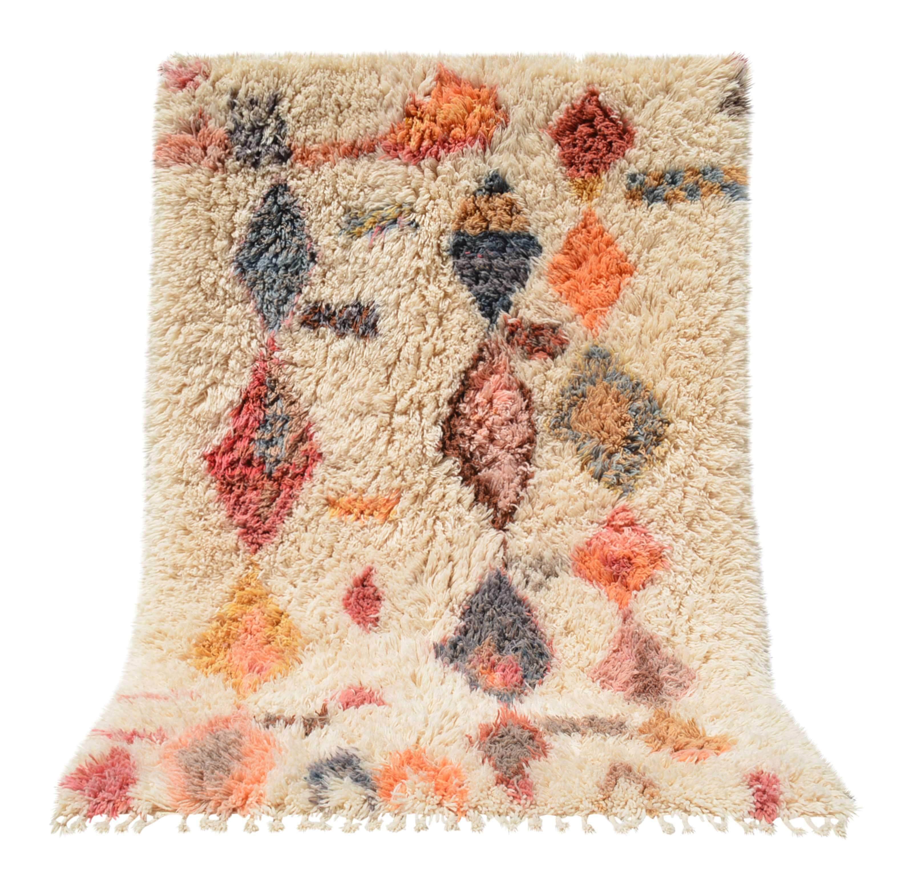 Submerged (6'4" x 9'0") - Abstract Multicolor Diamond Ultra Shag Berber Rug - Image 6