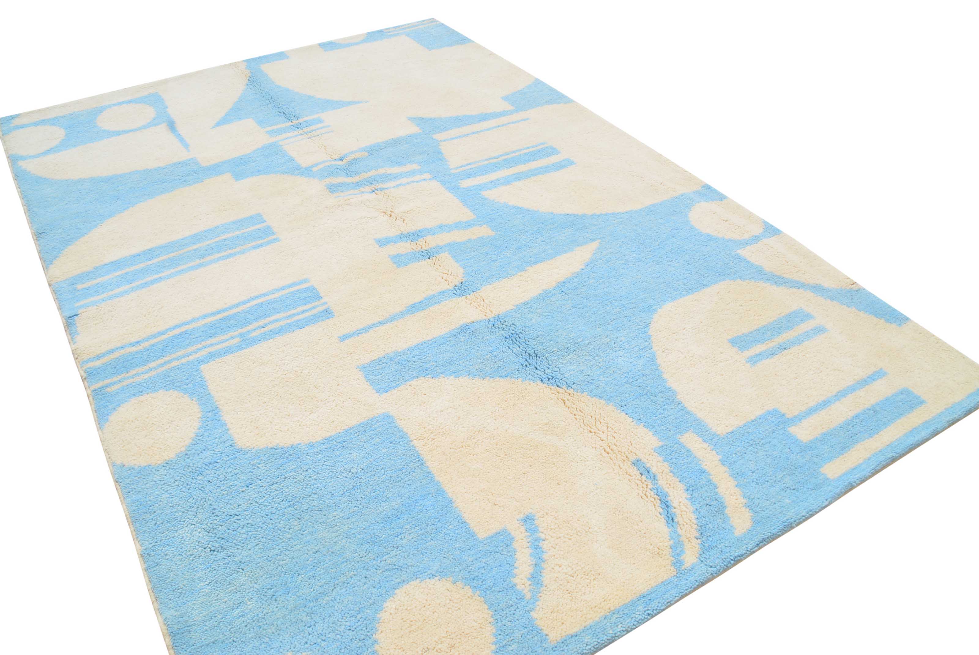 Summer Sky (6'0" x 8'10") - Abstract Coastal Moroccan Rug - Hand-Dyed Wool - Image 2