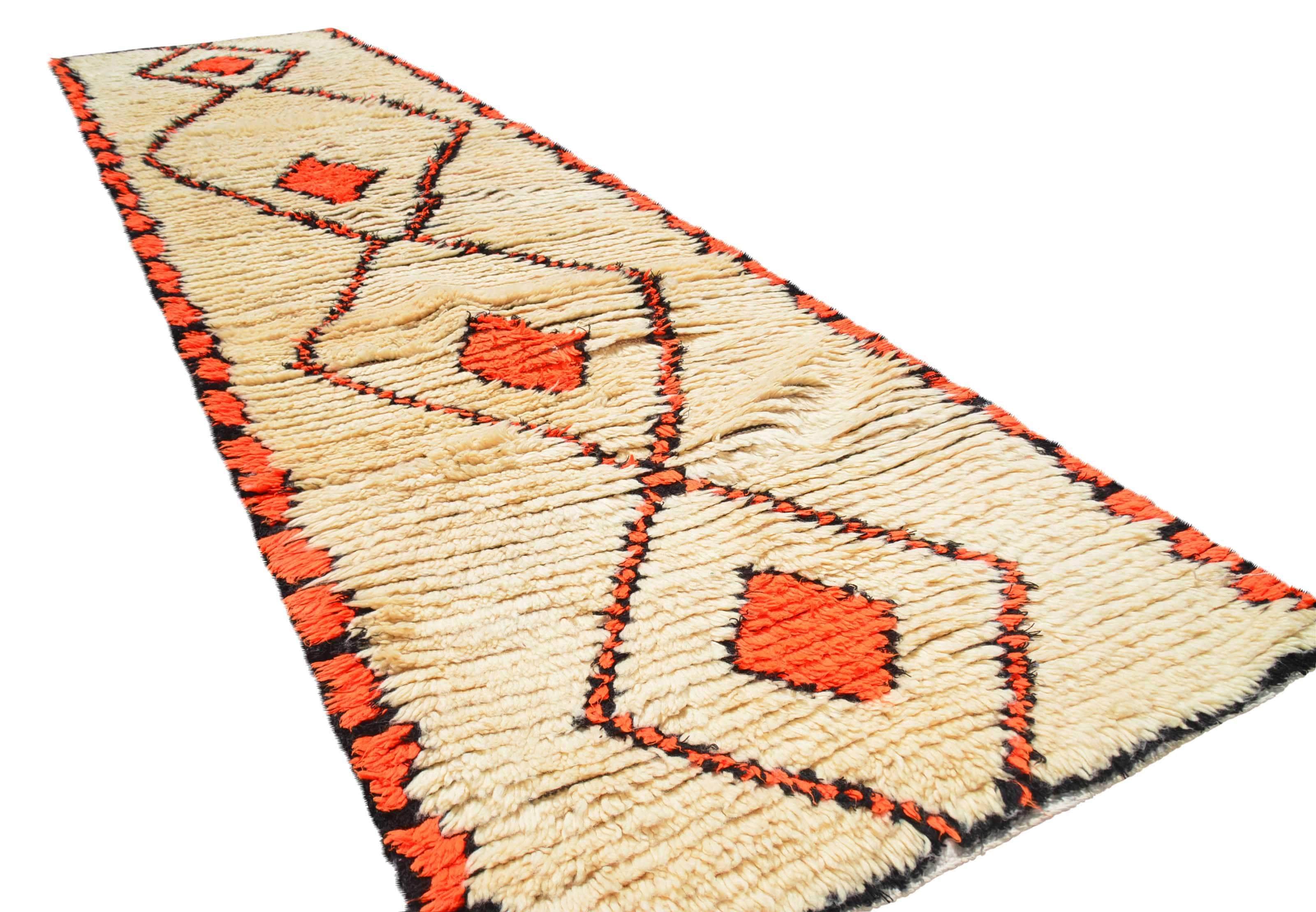 Sunset Stroll (2'11" x 10'3") – Vintage Orange Accent Diamond Moroccan Runner - Image 5