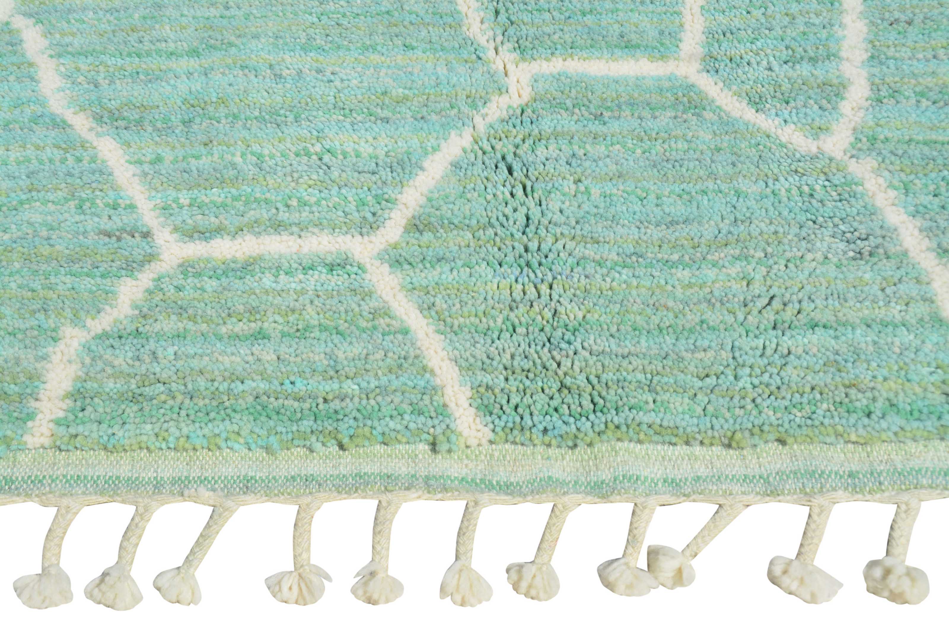 Surf (5'0" x 8'0") - Turquoise Geometric Azilal Rug - Hand-Dyed Wool - Image 4