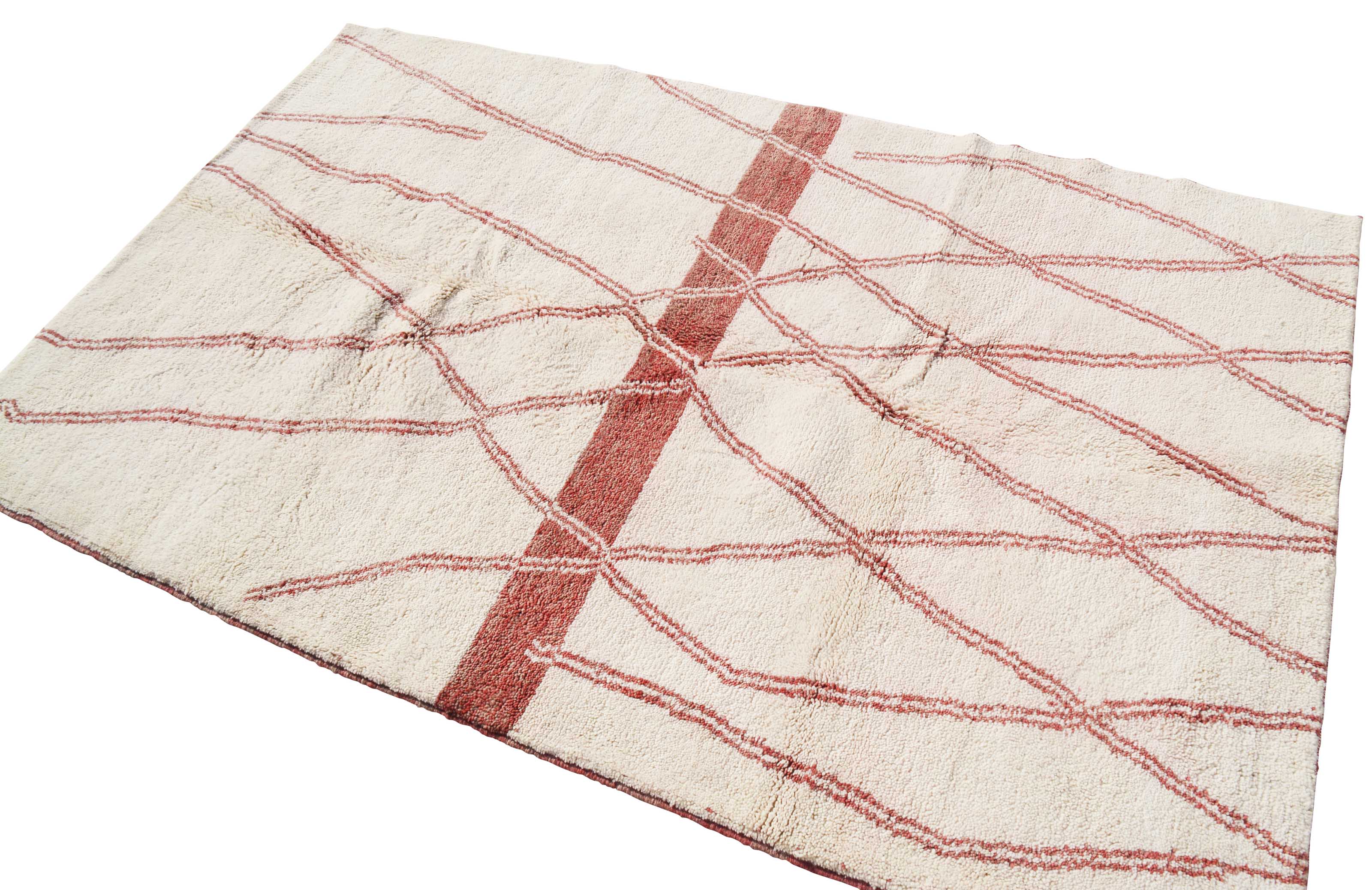 To Love (5'0" x 8'0") - Abstract Burgundy & Cream Diamond Berber Rug - Image 5