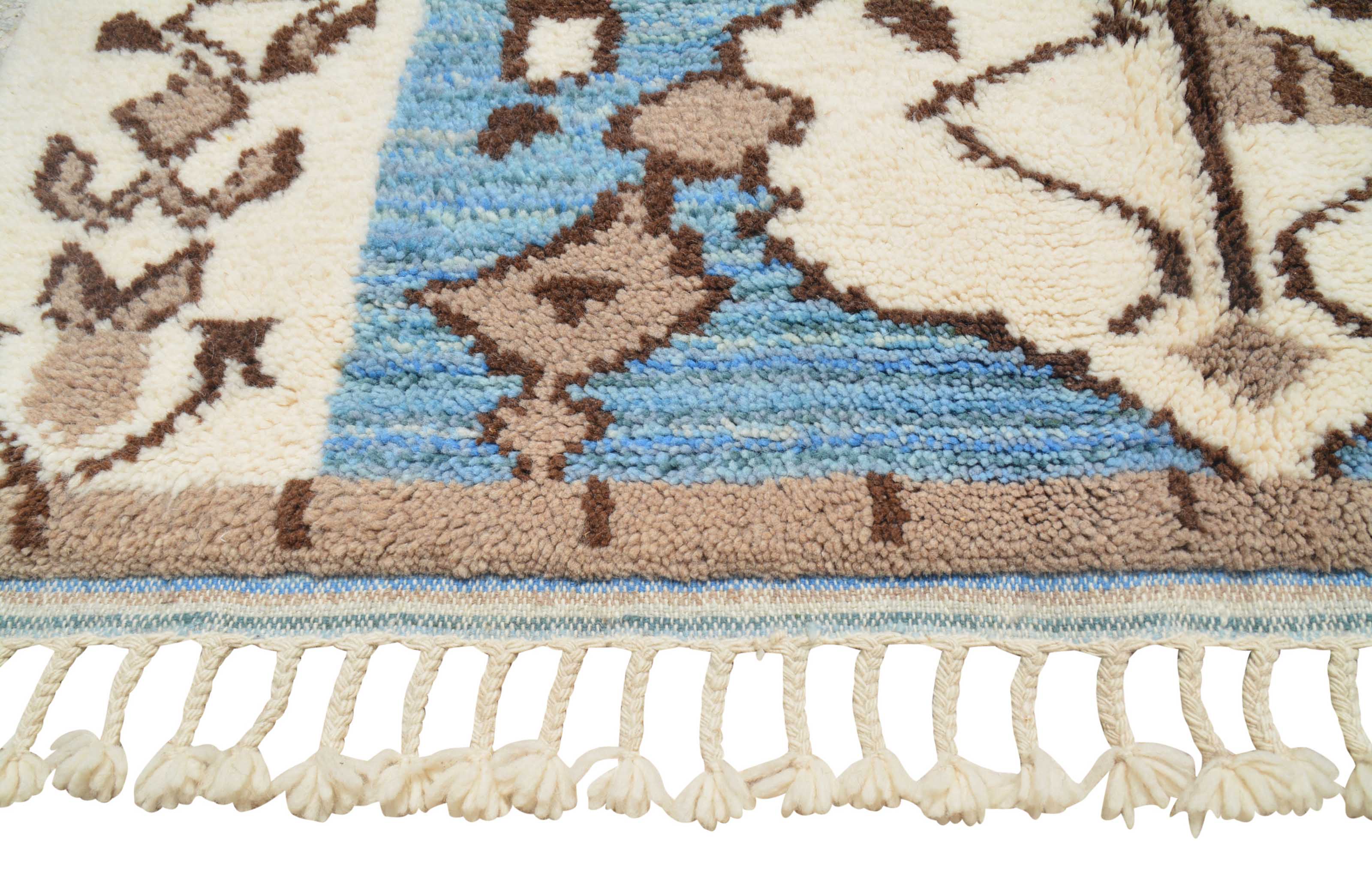 Tokka (5'0" x 8'10") - Blue & Brown Tribal Panel Azilal Rug - Hand-Knotted Wool - Image 3