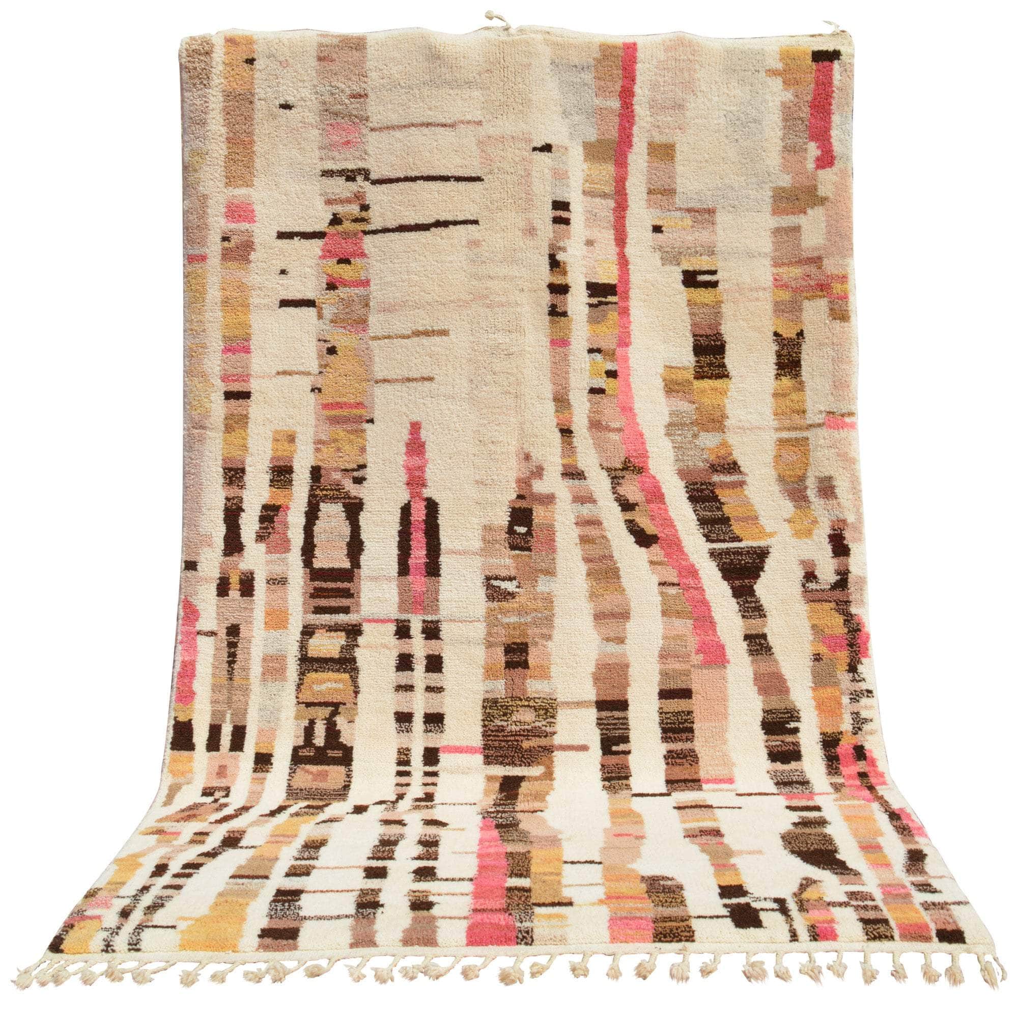 Unbound (6'0" x 9'0") - Abstract Rose Pink & Chocolate Brown Striped Rug - Image 5