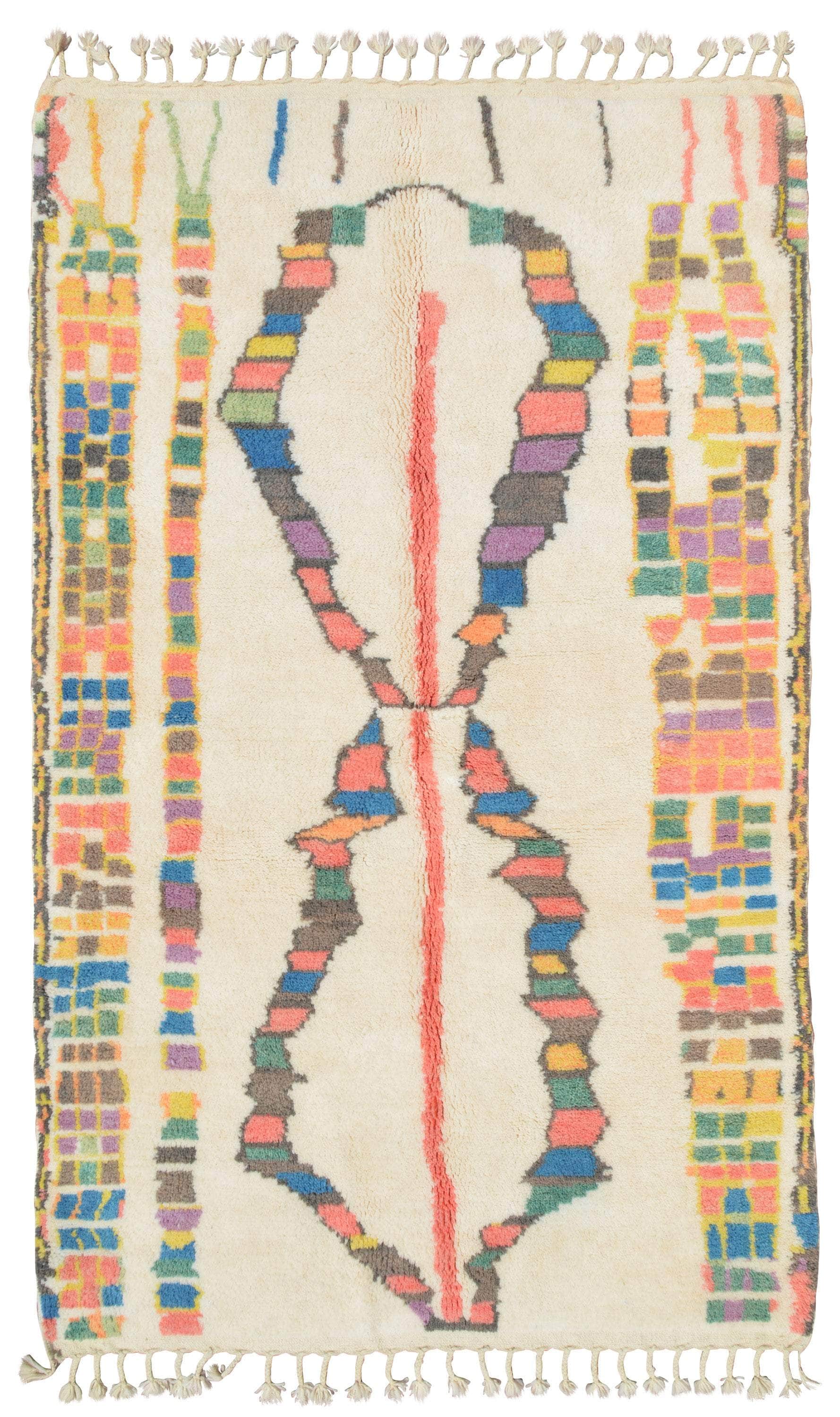 Wandered (5'0" x 8'0") - Multi-Color Geometric Pixelated Azilal Rug
