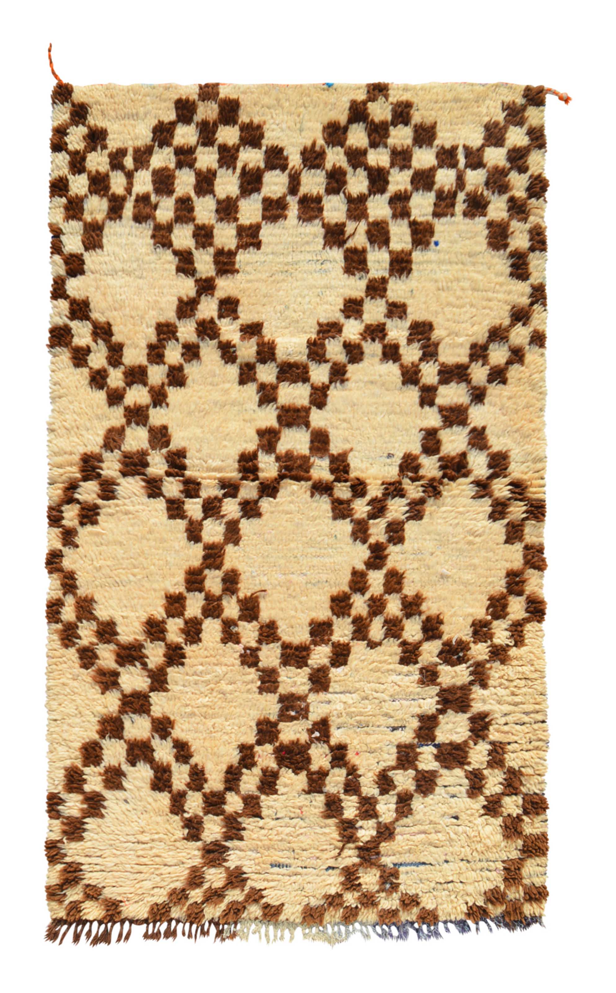 Washed Away (3'6" x 6') – Vintage Checkerboard Diamond Beni Ourain Moroccan Rug