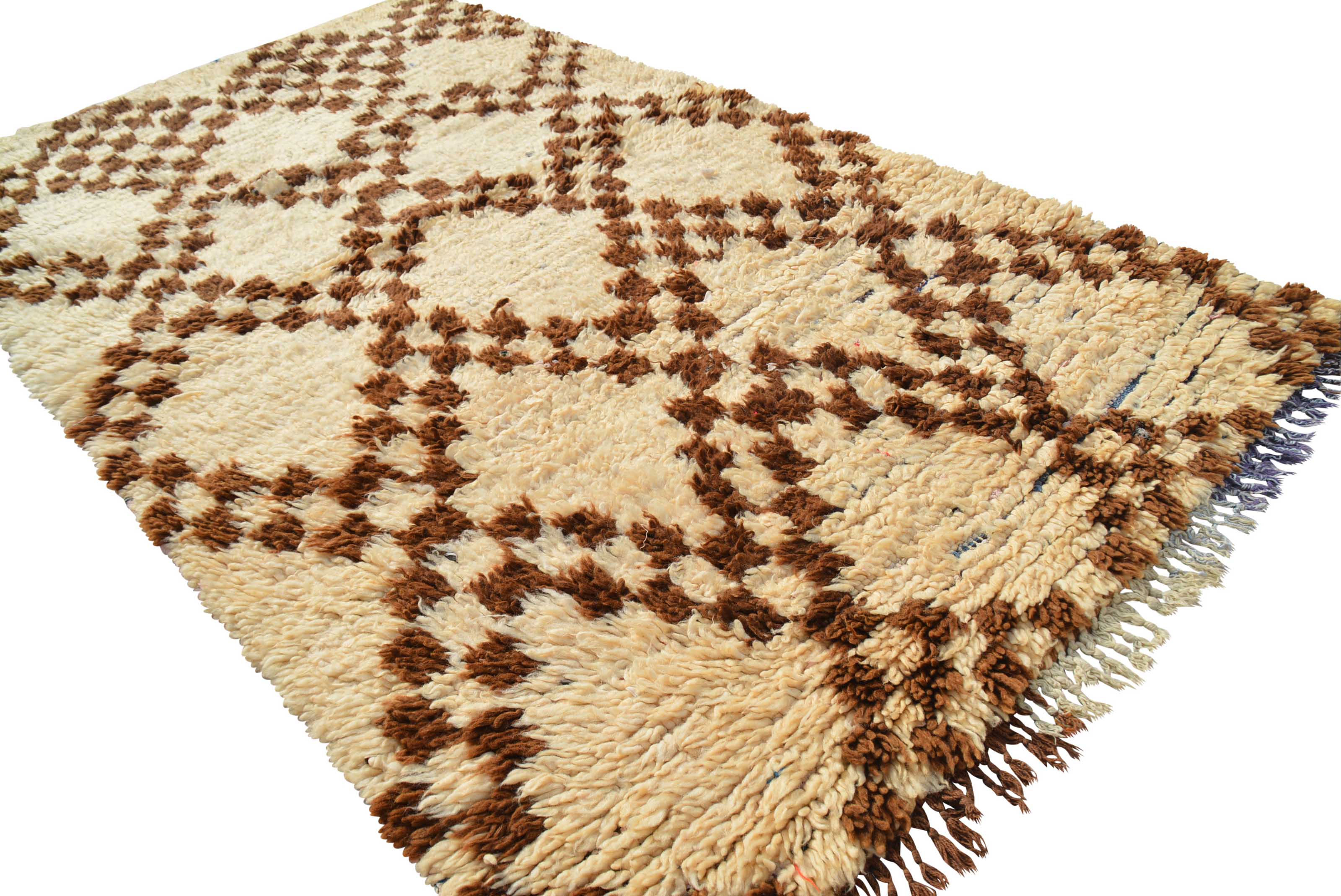 Washed Away (3'6" x 6') – Vintage Checkerboard Diamond Beni Ourain Moroccan Rug - Image 5