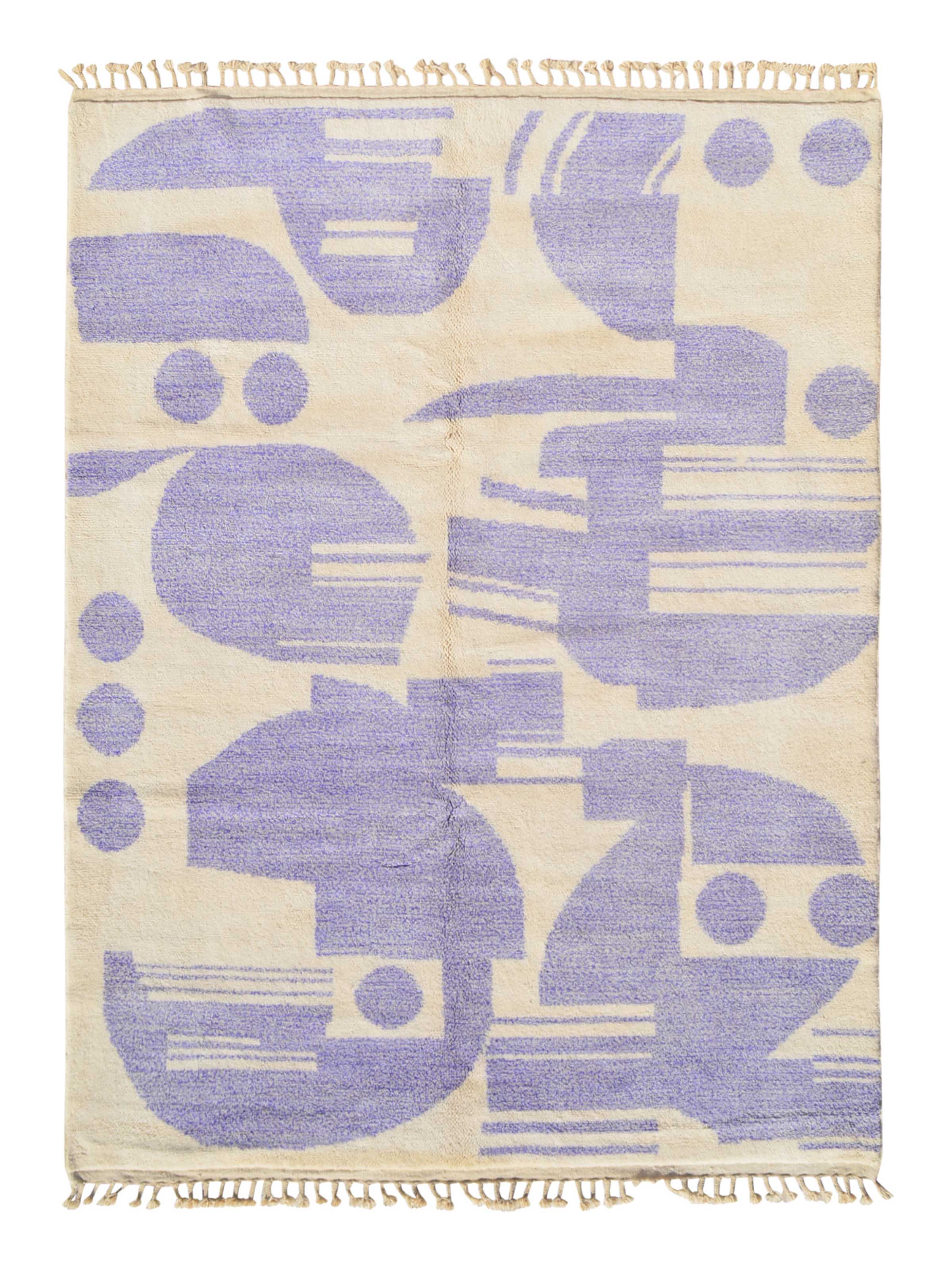 Wonderscapes (8'0" x 10'0") - Abstract Dusty Purple Geometric Rug - Hand-Knotted Wool