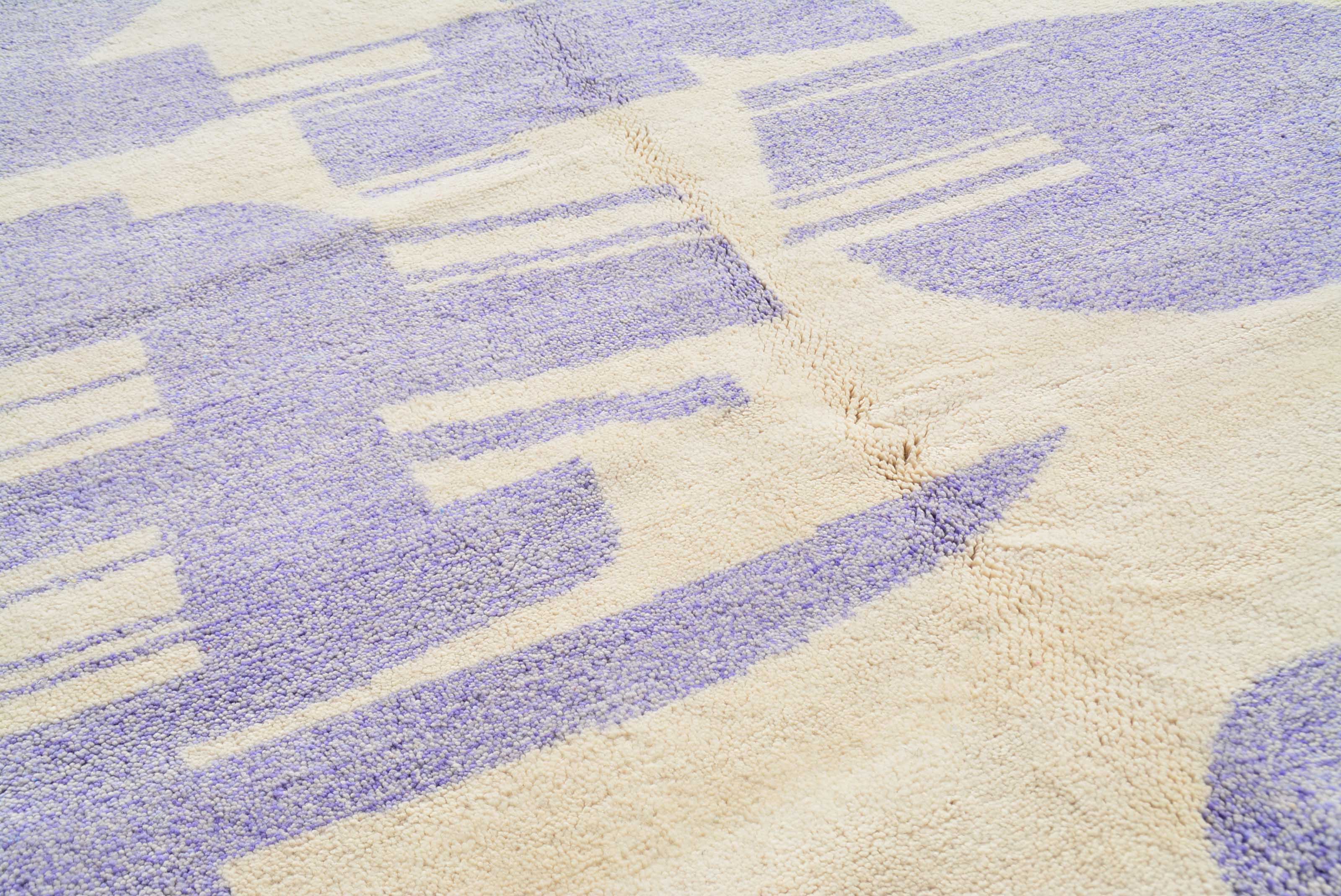 Wonderscapes (8'0" x 10'0") - Abstract Dusty Purple Geometric Rug - Hand-Knotted Wool - Image 2