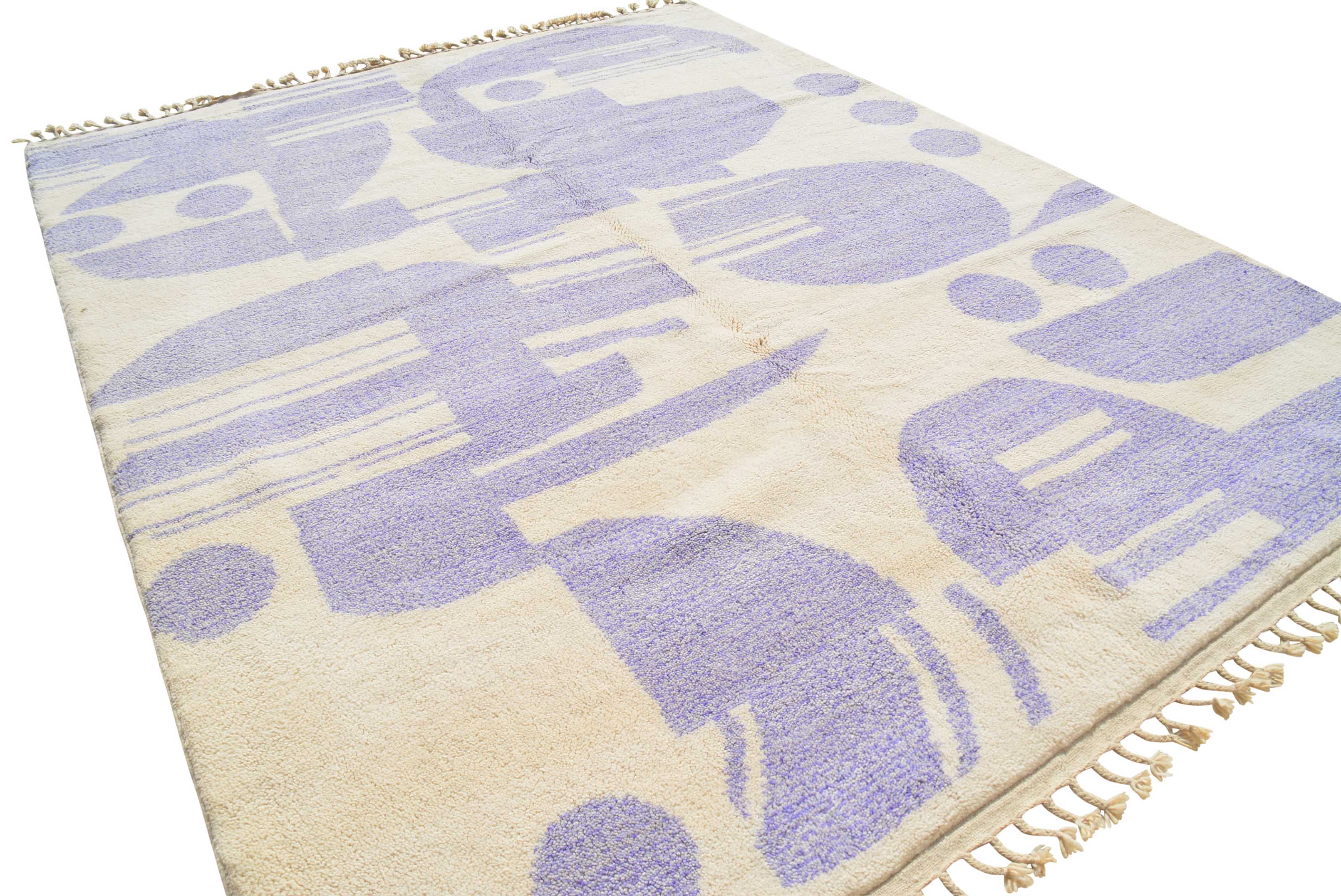 Wonderscapes (8'0" x 10'0") - Abstract Dusty Purple Geometric Rug - Hand-Knotted Wool - Image 5