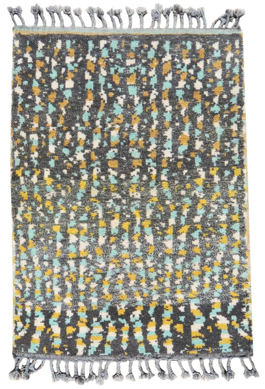 Woodlands (3'10" x 5'8") - Bold Abstract Charcoal & Ivory Beni Ourain Rug