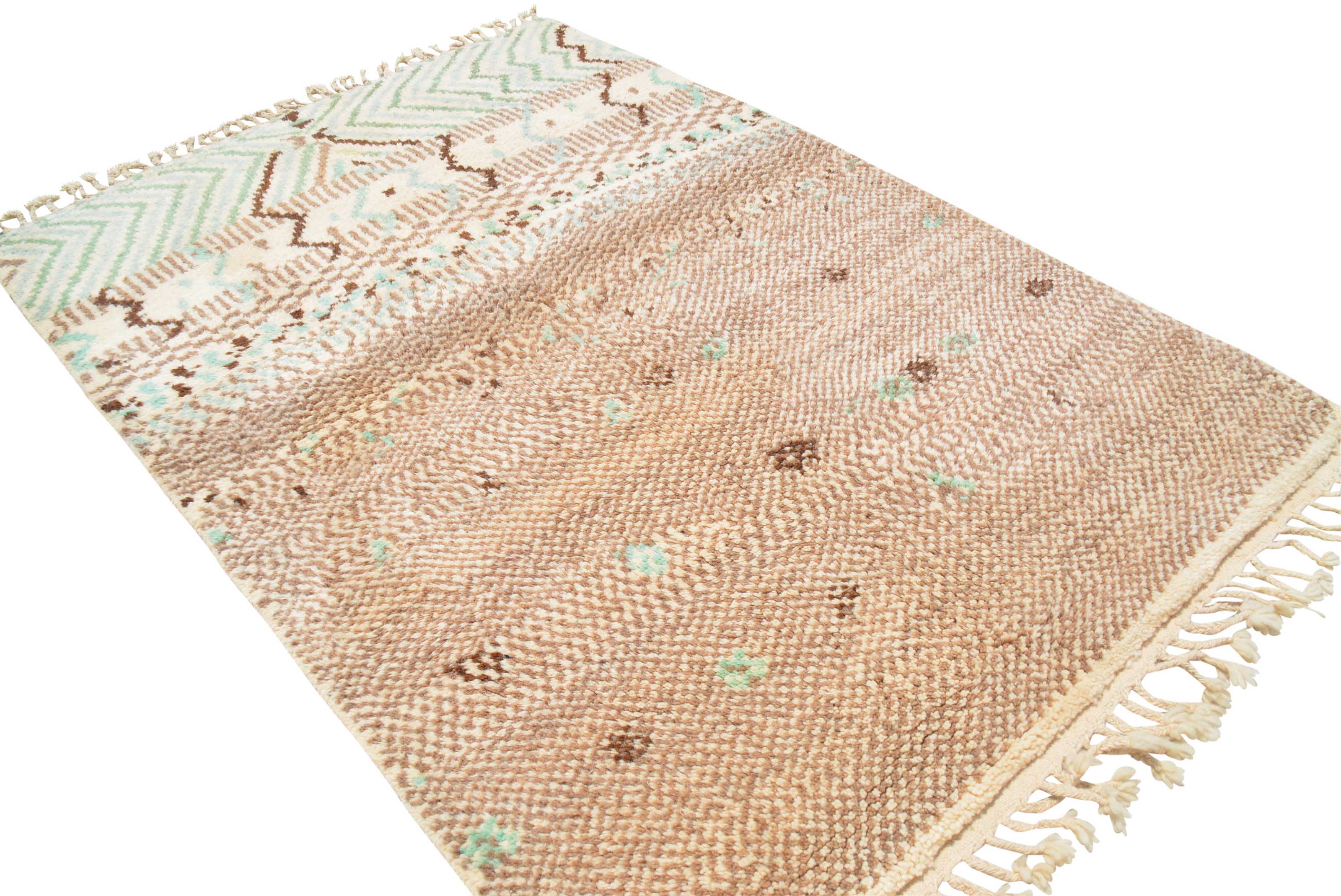 Yousra (4'3" x 6'2") - Earthy Blue & Brown Abstract Azilal Rug - Image 9