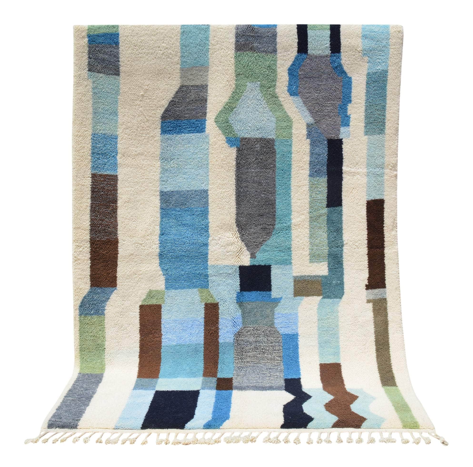 Zange | Bespoke Serene Navy & Teal Abstract Azilal Rug - Image 5