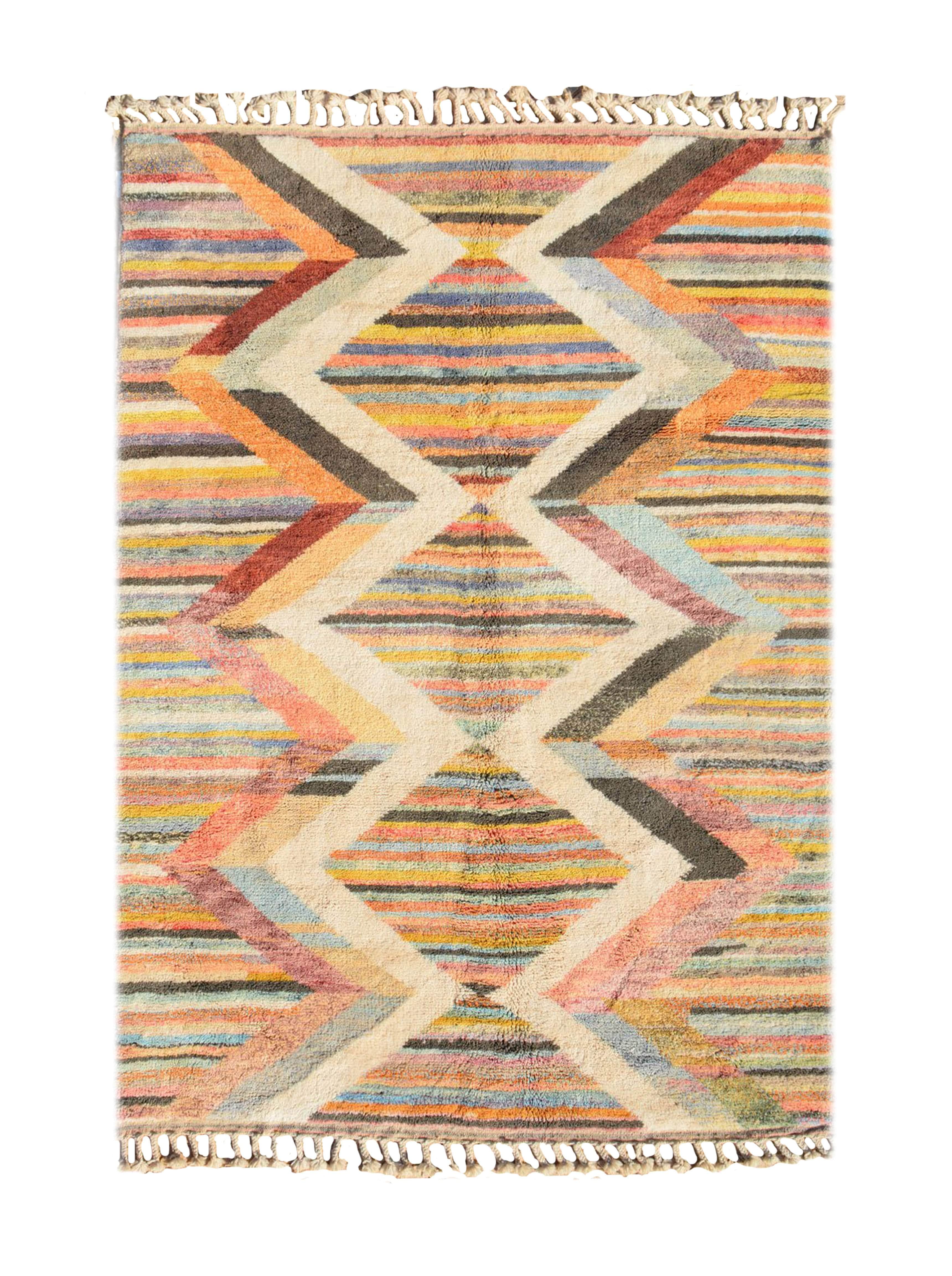 Zhara (6'8" x 9'2") - Vibrant Symmetrical Rainbow Diamond Moroccan Rug
